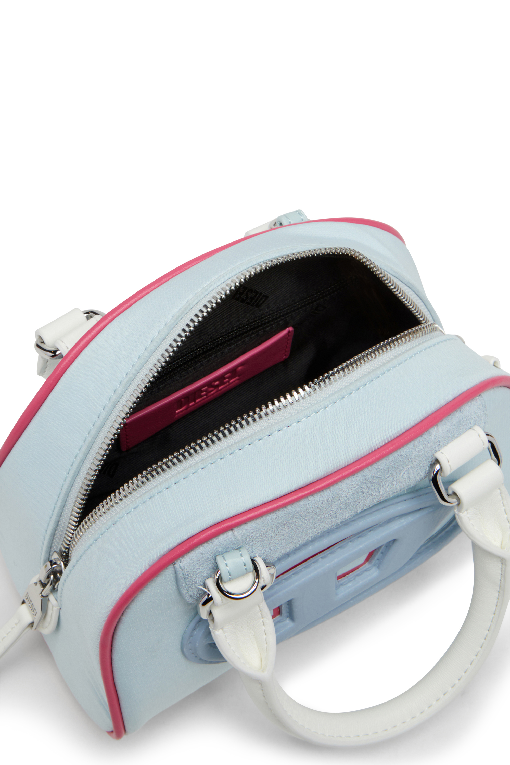 Diesel - 1DR DOME CROSSBODY, Woman's Colour-block mini bowling bag in Light Blue - 4