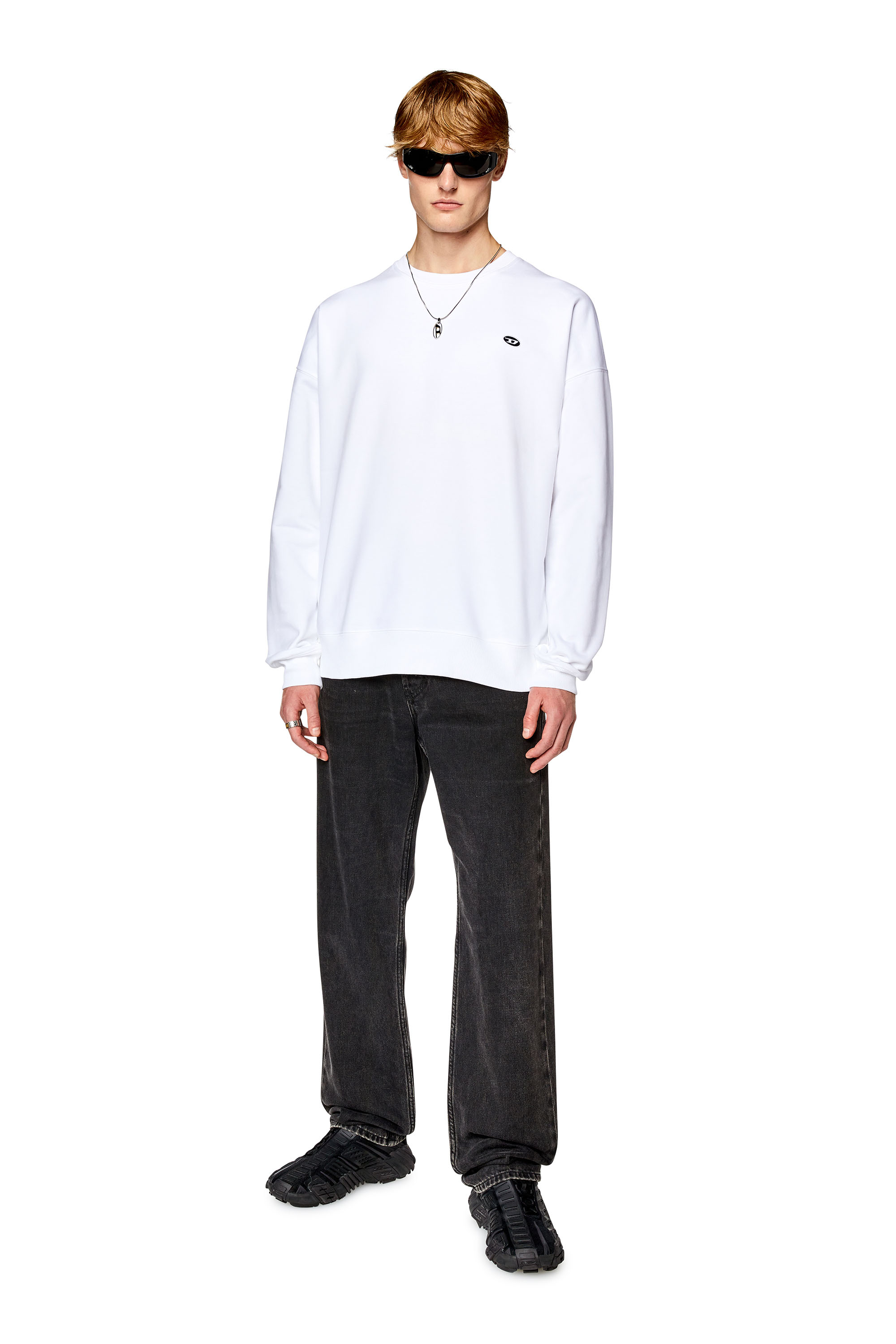 Diesel - S-ROB-DOVAL-PJ, Man's Sweatshirt with oval D patch in White - 2