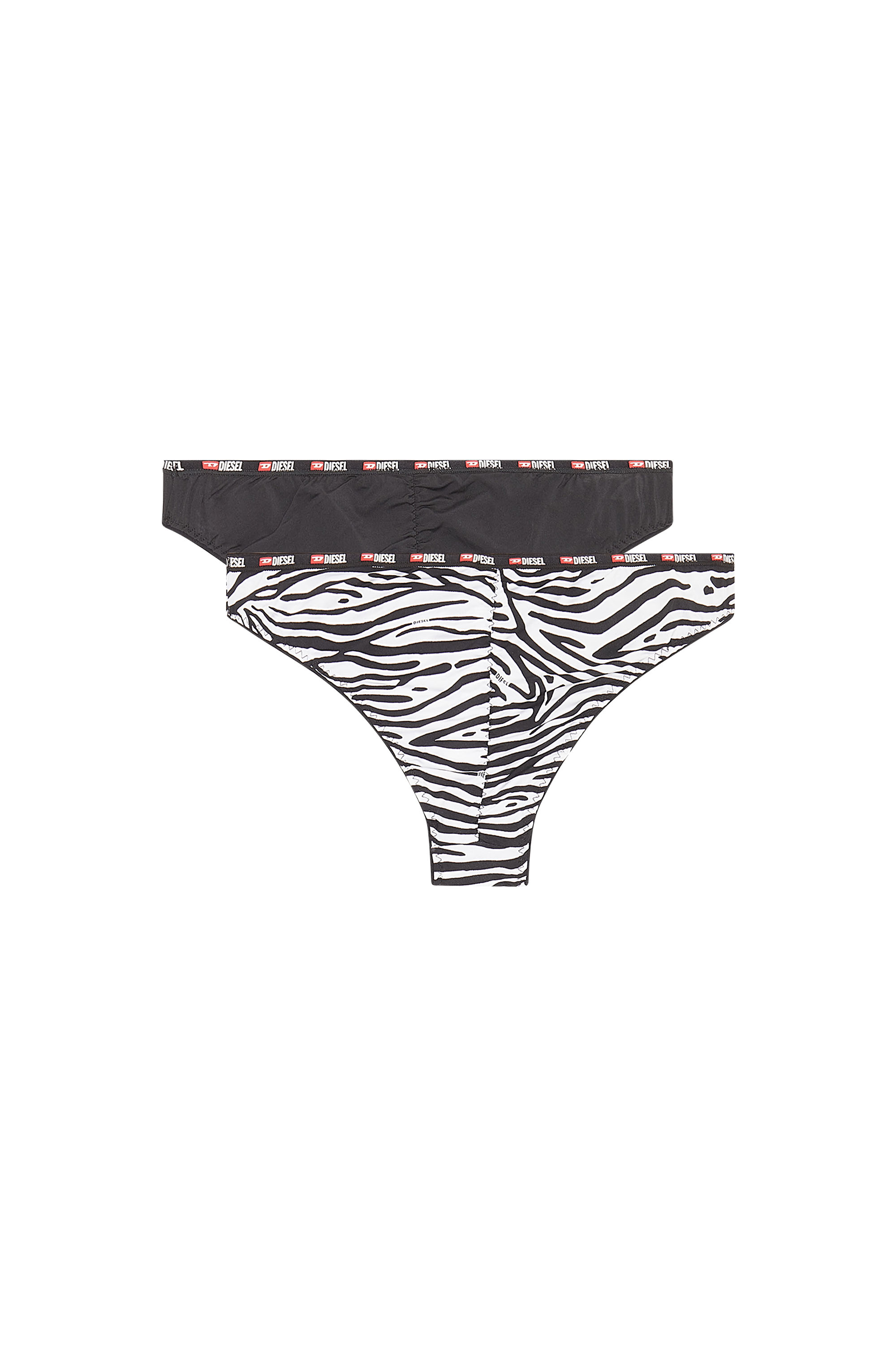 Diesel - UFPN-BONITASTWOPACK, Woman's Two-pack women's briefs plain and zebra in Black/White - 2