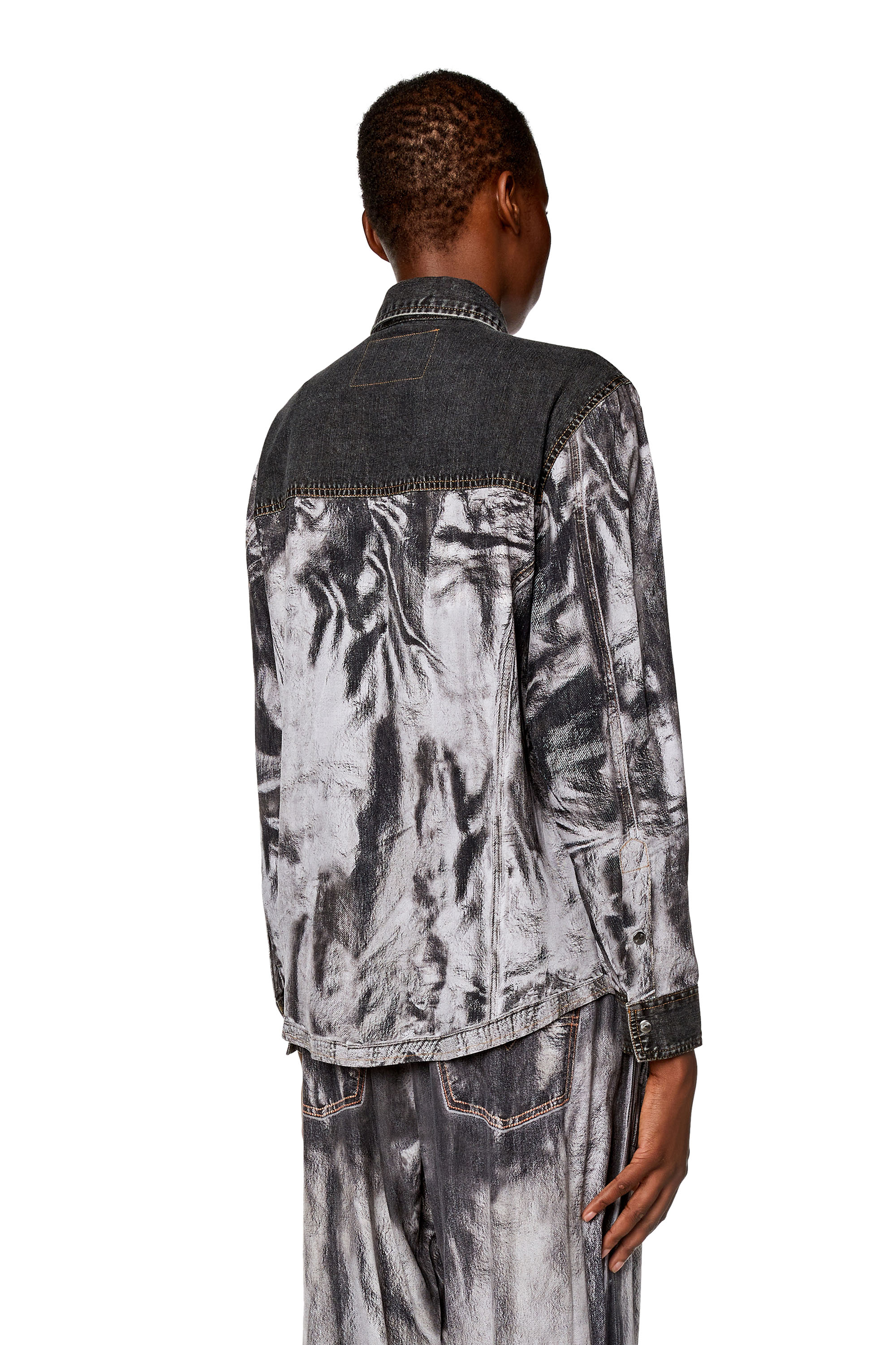 Diesel - C-GILLY-A, Woman's Shirt in denim and viscose in Black/Grey - 4