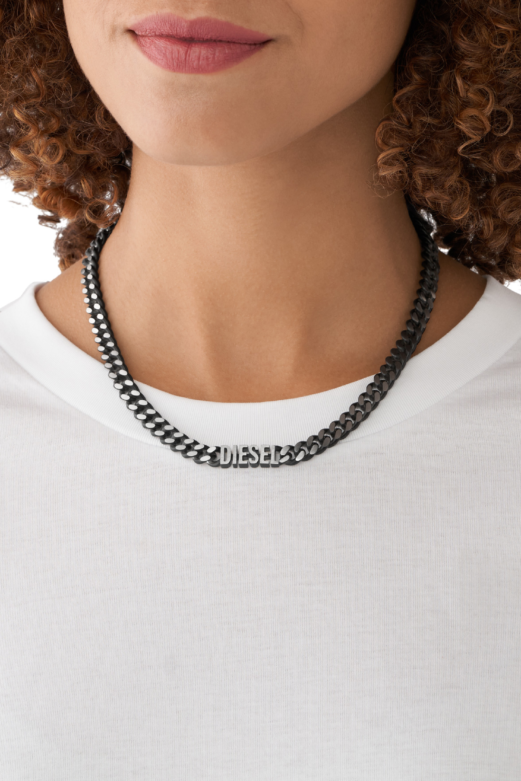 Diesel - DX1385, Man's Black stainless steel choker necklace in Black - 3