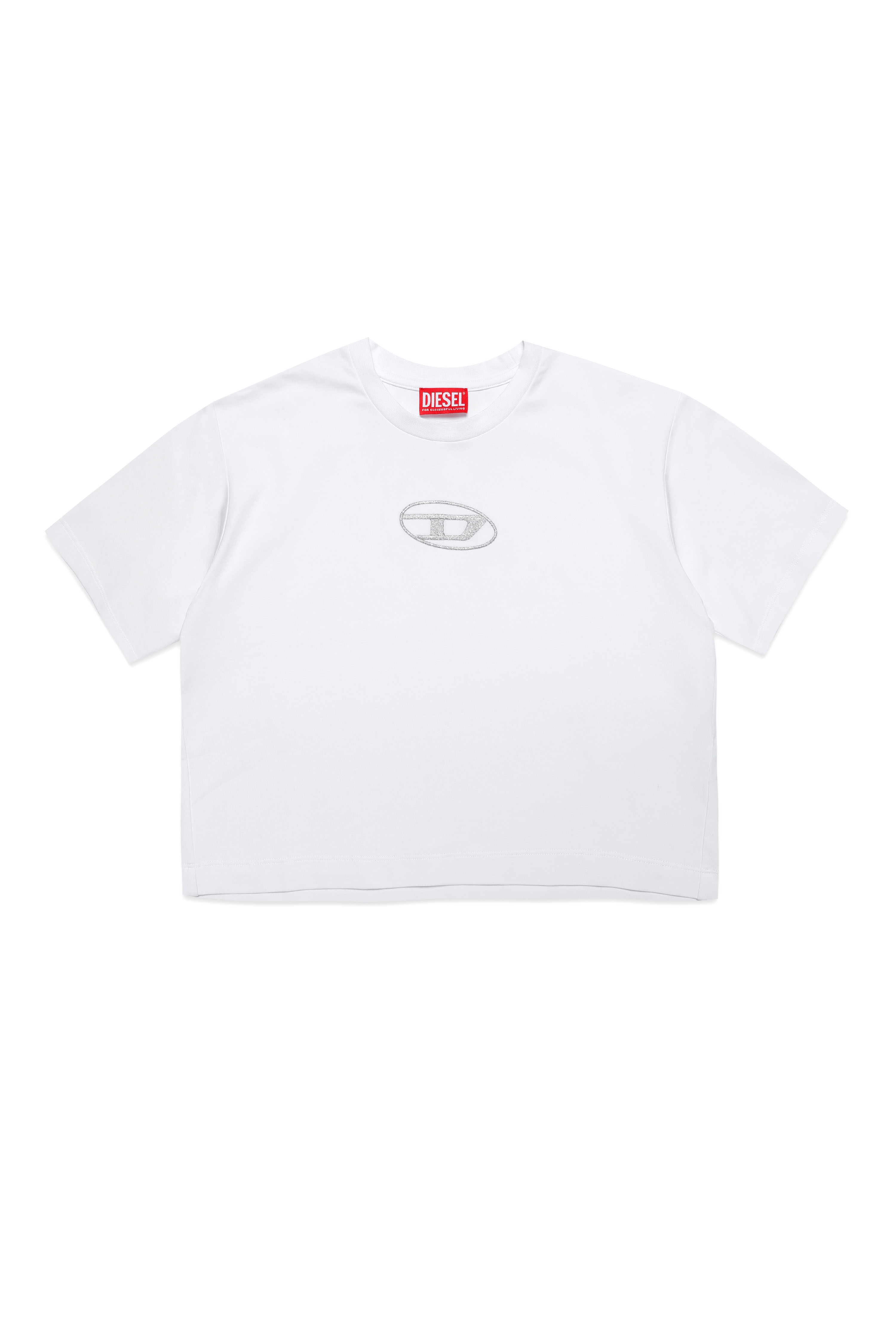 Diesel - TNISSE, Woman's T-shirt with metallic Oval D embroidery in White - 1