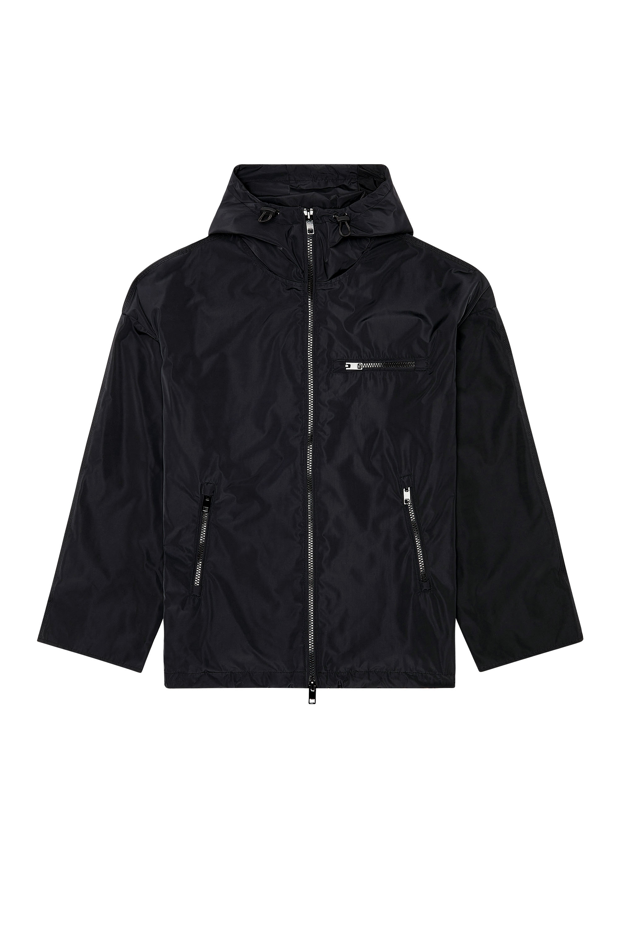 Diesel - W-HENNESS, Man's Nylon jacket with piped oval D logo in Black - 3