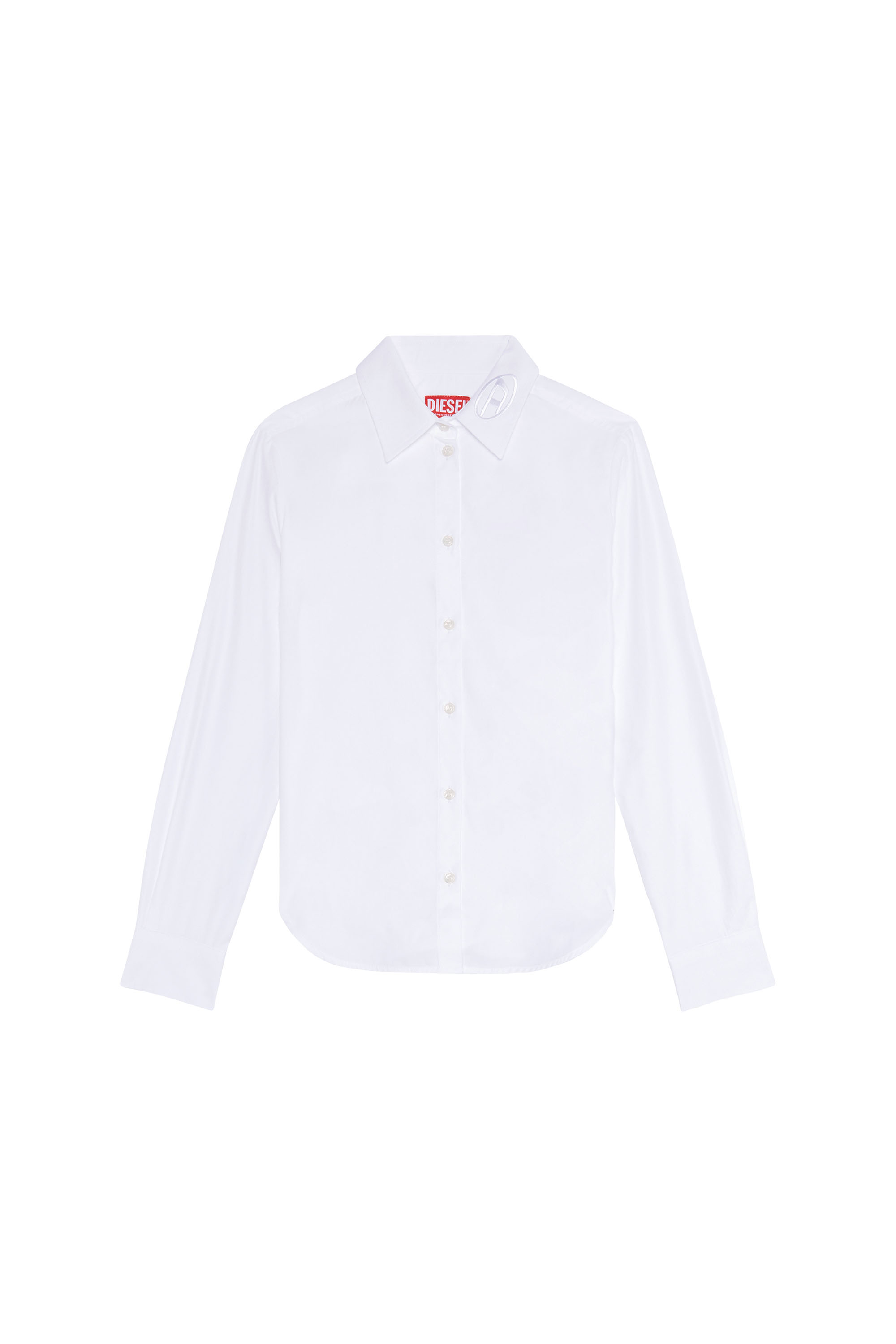 Diesel - C-GIS, Woman's Poplin shirt with tonal D embroidery in White - 3