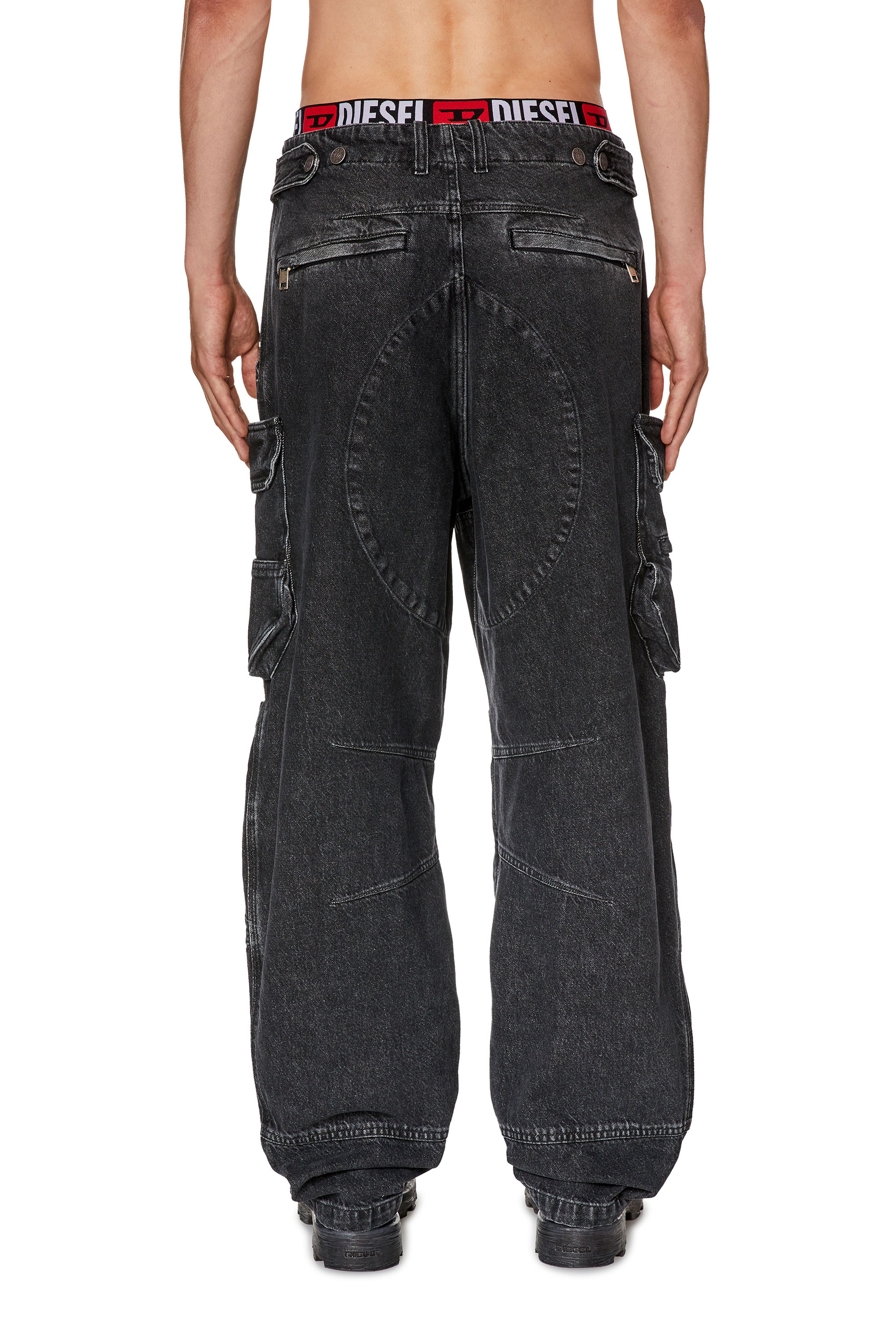 Diesel - Man's Straight Jeans D-Fish 0HLAA, Black/Dark grey - 4