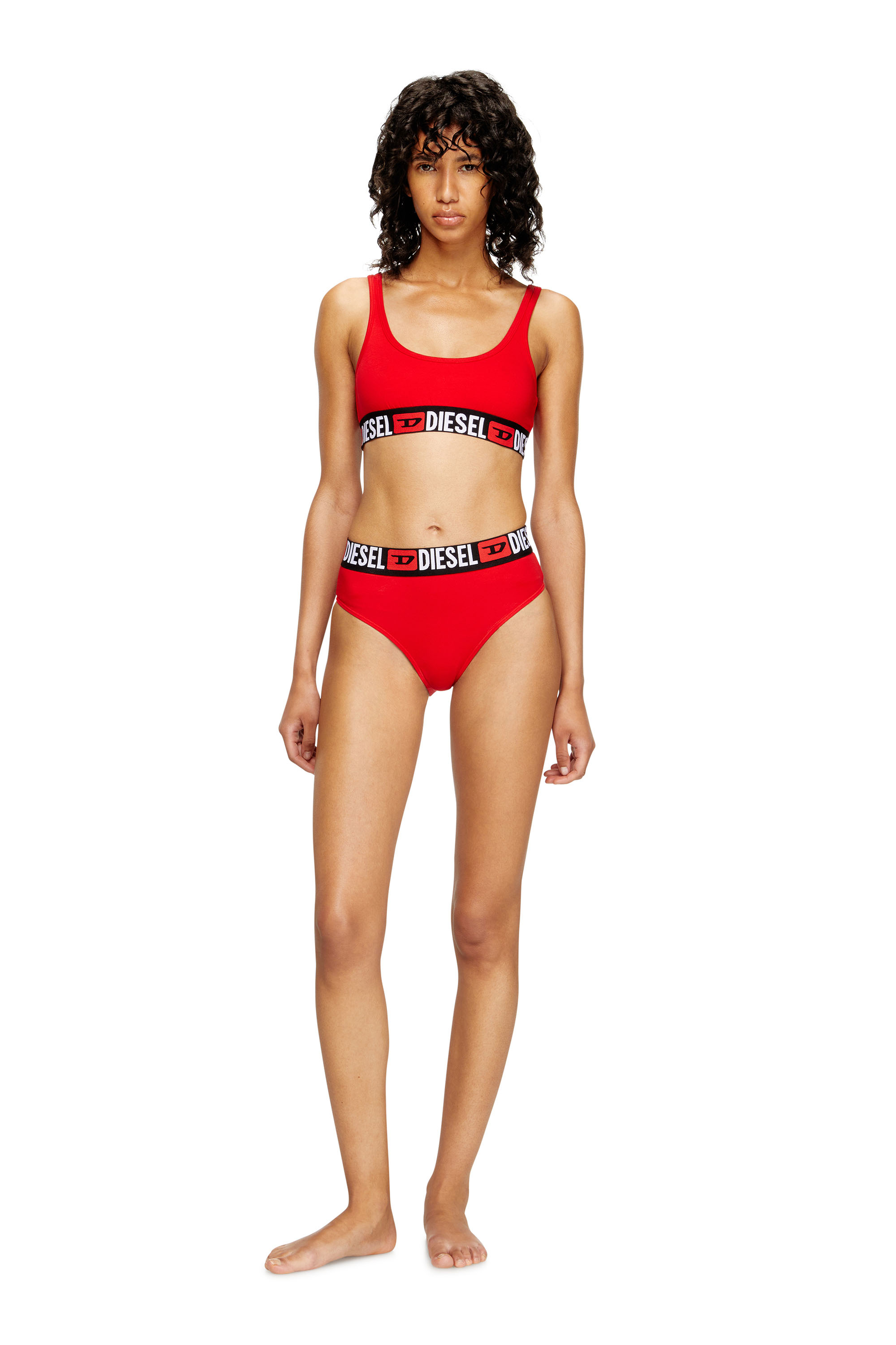 Diesel - UFSB-ORIBA, Woman's Bralette with logo band in Red - 3