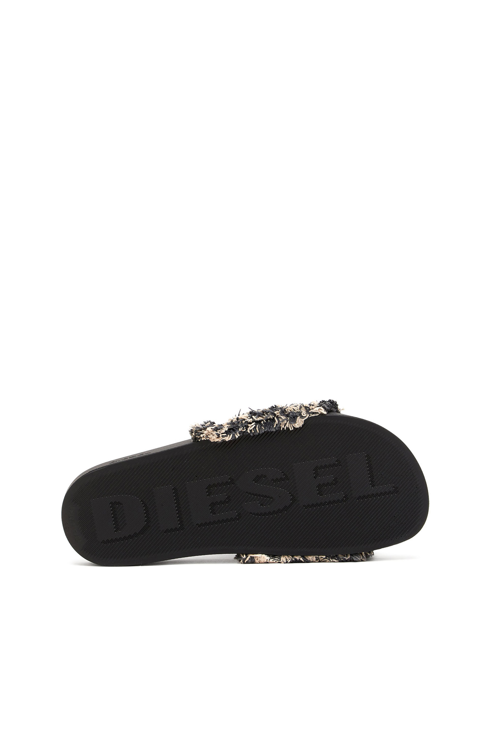 Diesel - SA-SLIDE D DENIM, Woman's Sa-Slide D-Fringed denim slides in Black - 4