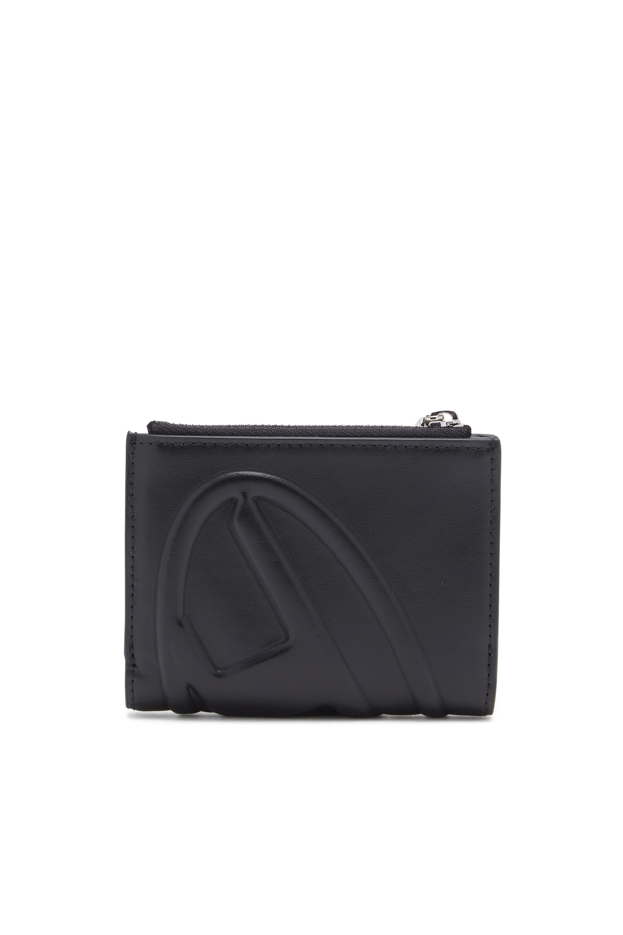 Diesel - 1DR-FOLD BI-FOLD ZIP II, Woman's Small leather wallet with embossed logo in Black - 2