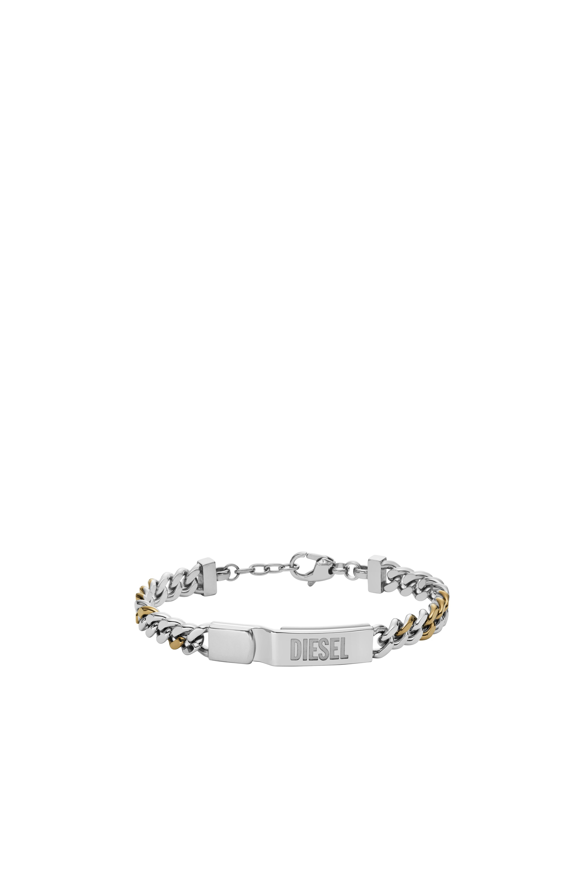 Diesel - DX1457, Unisex's Two-Tone Stainless Steel ID Chain Bracelet in Silver - 2