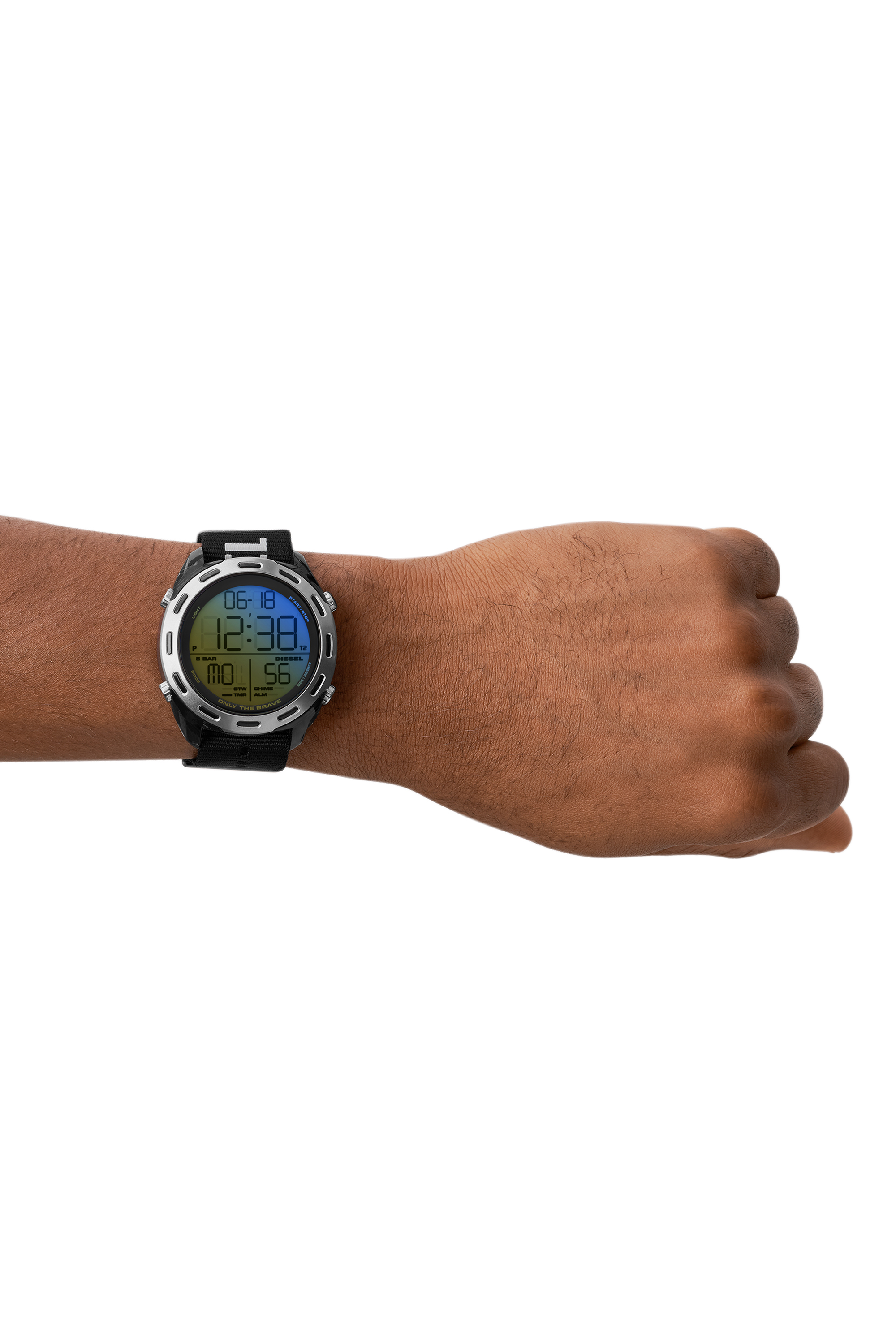 Diesel - DZ1984, Man's Crusher digital black fabric watch in Black - 4