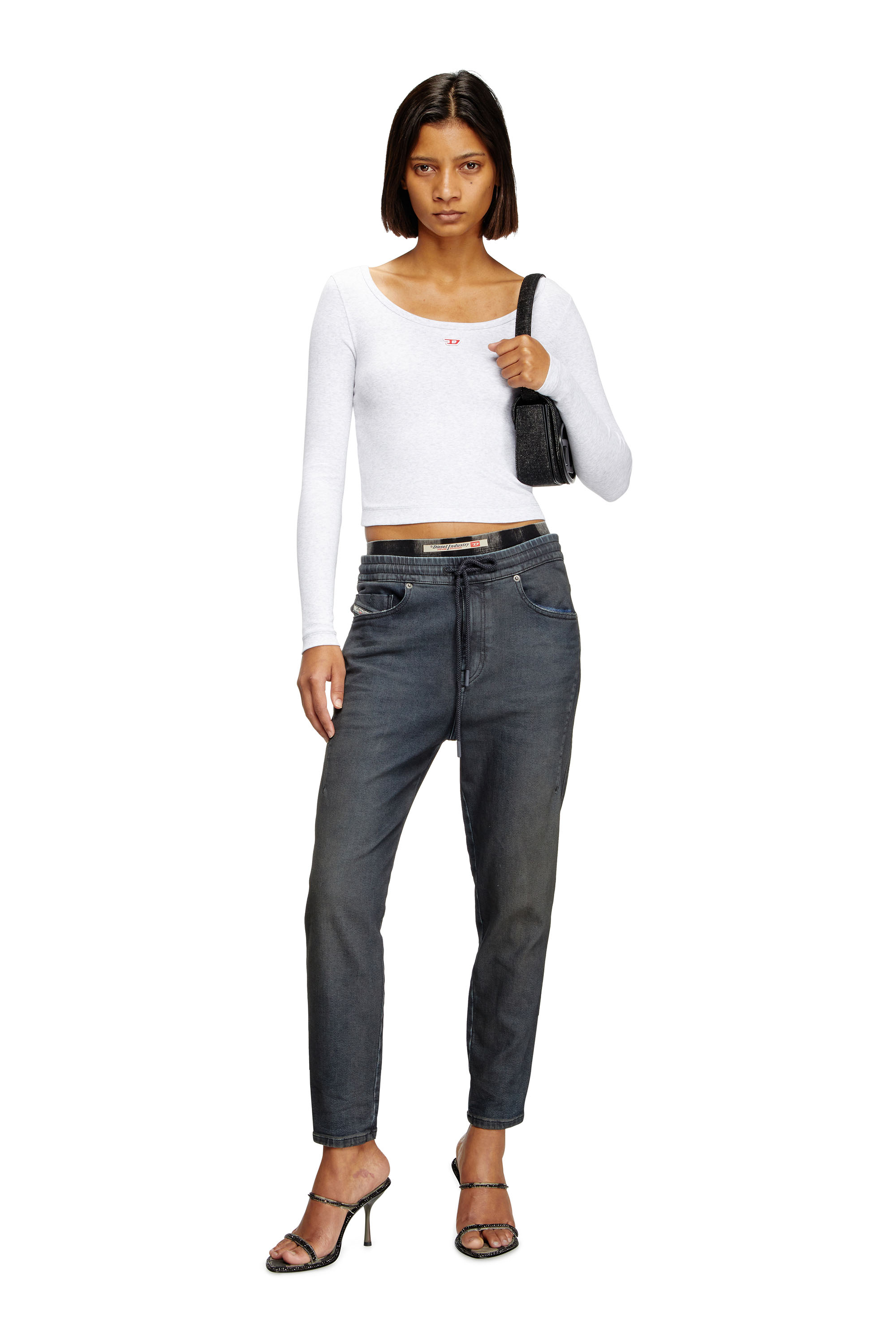 Diesel - T-BALLET-D, Woman's Long-sleeve top with D logo in Grey - 2