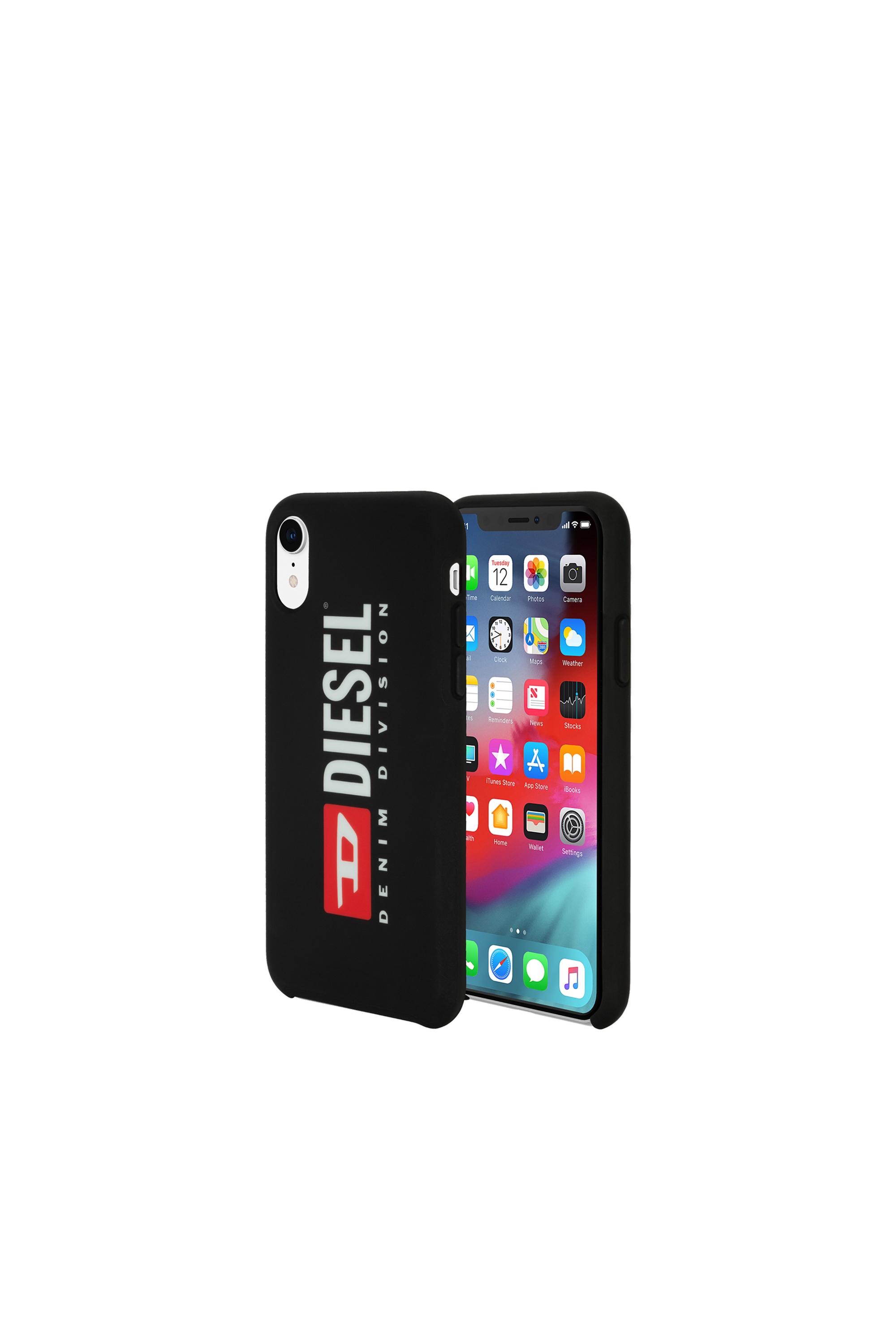 Diesel - DIESEL PRINTED CO-MOLD CASE FOR IPHONE XR, Unisex's Soft touch logo black case, iPhone XR in Black/White - 1