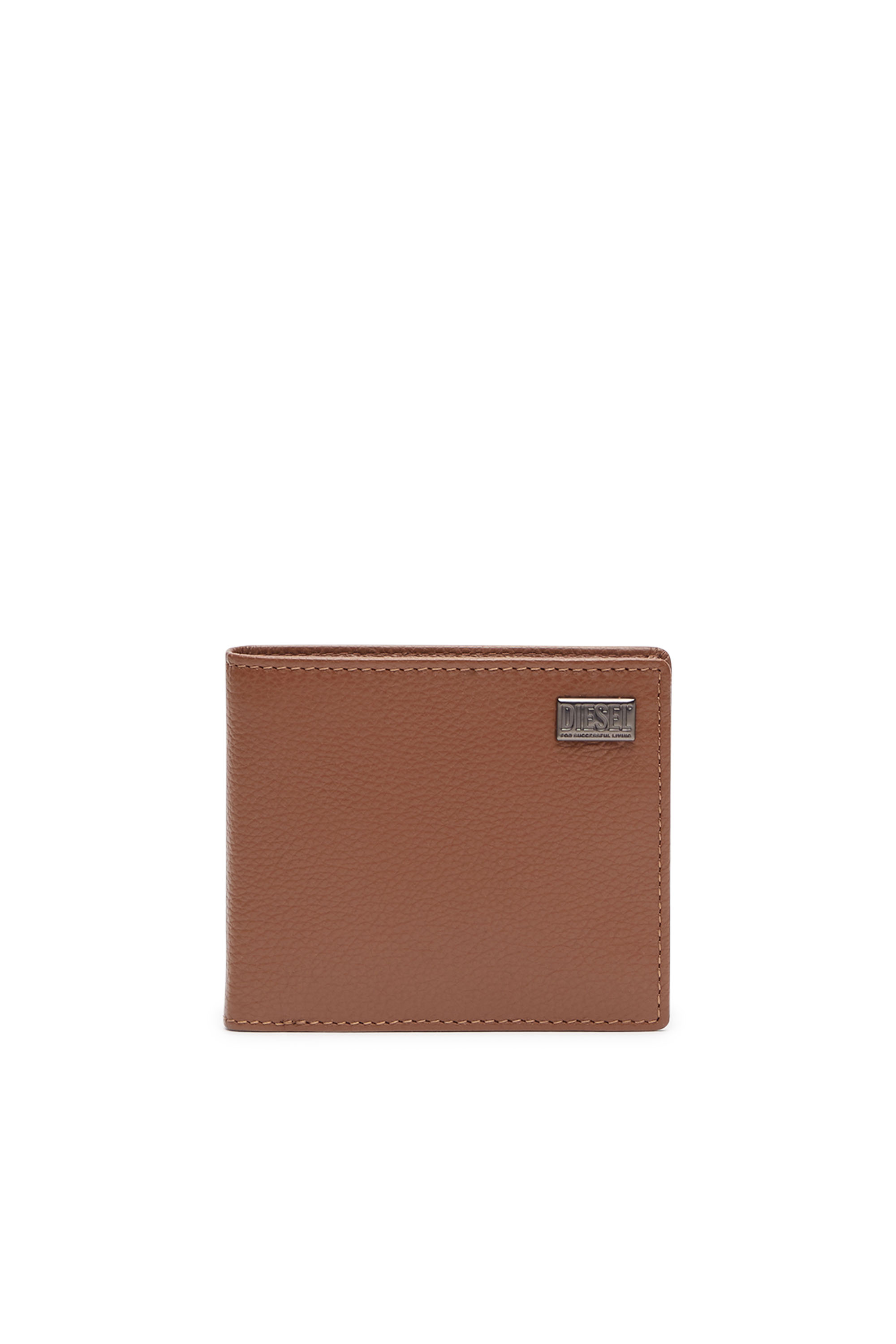 Diesel - MEDAL-D BI-FOLD COIN S, Man's Bi-fold wallet in grainy leather in Brown - 1