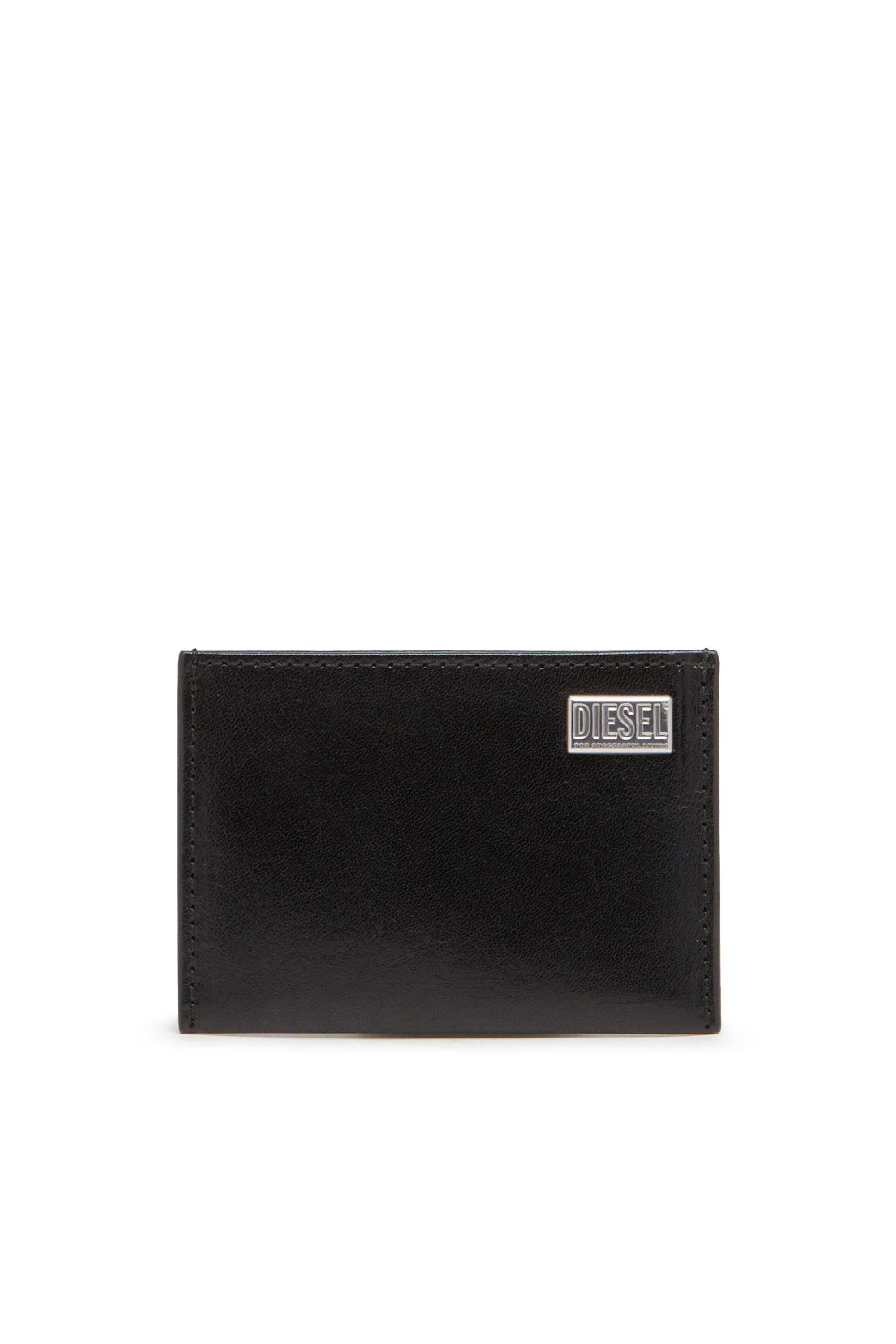 Diesel - EASY CARD CASE, Unisex's Leather card holder with logo plaque in Black - 1