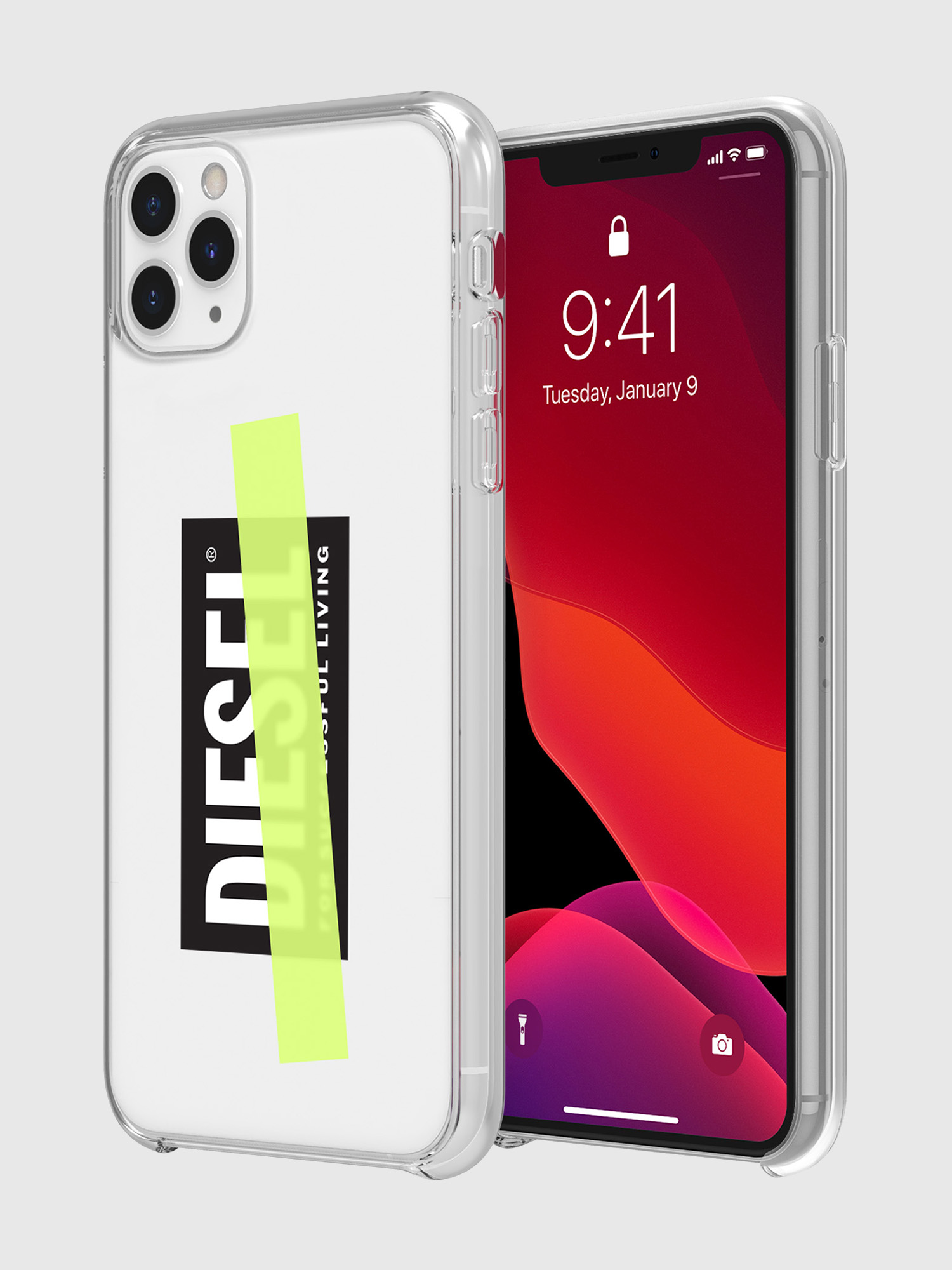 Diesel - DIPH-033-CLYET, Unisex's Printed co-mold case for iPhone 11 Pro Max in White/Yellow - 1