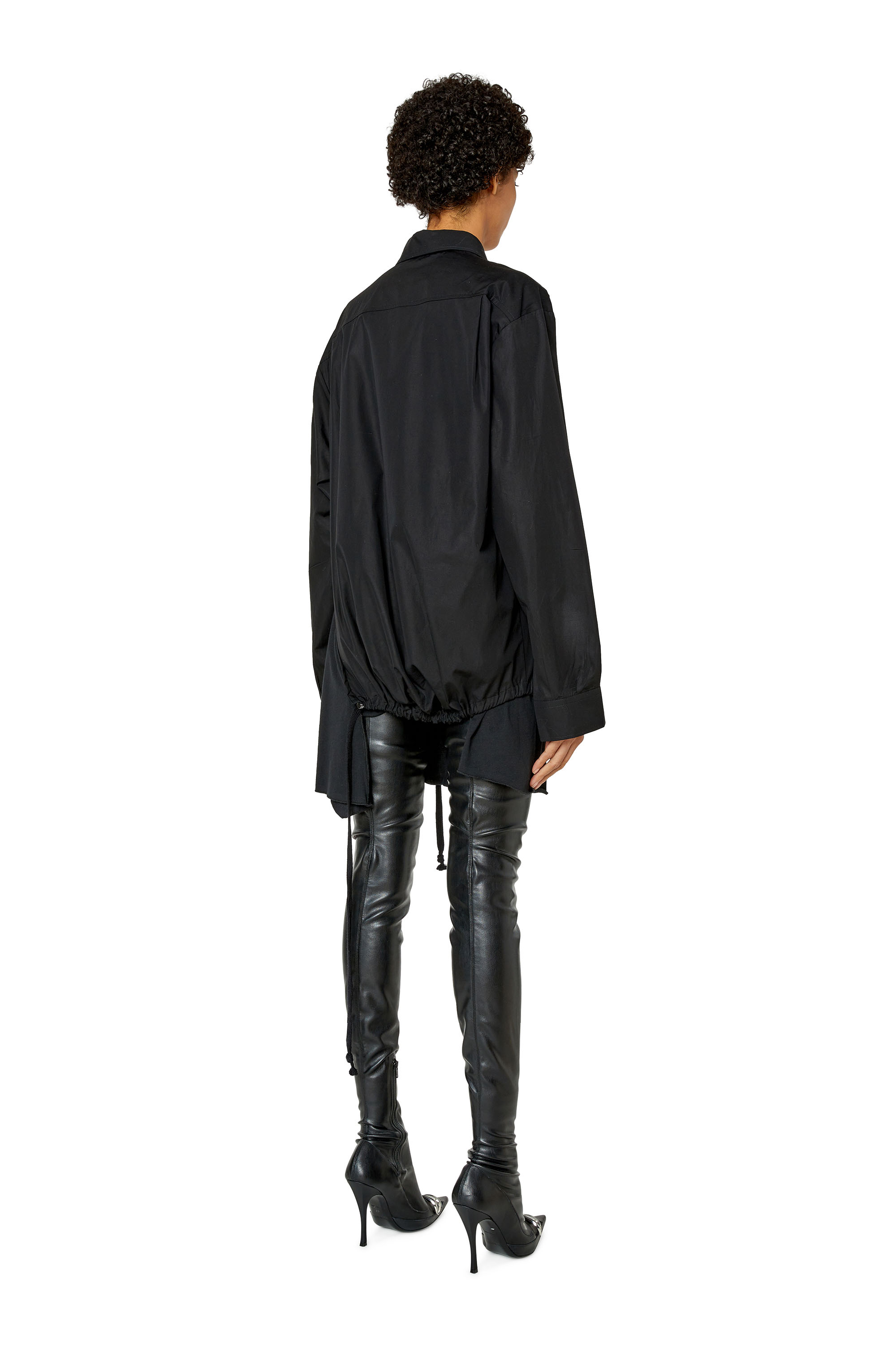 Diesel - C-ENTELA, Woman's Poplin shirt with handkerchief hem in Black - 3