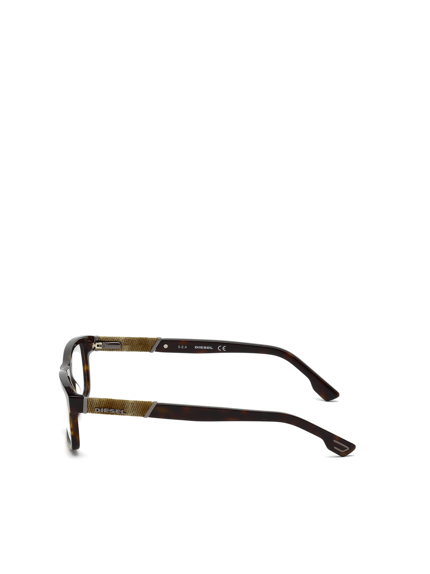 Diesel - DL5126, Unisex's Rectangular eyewear with leather insert in Brown - 2