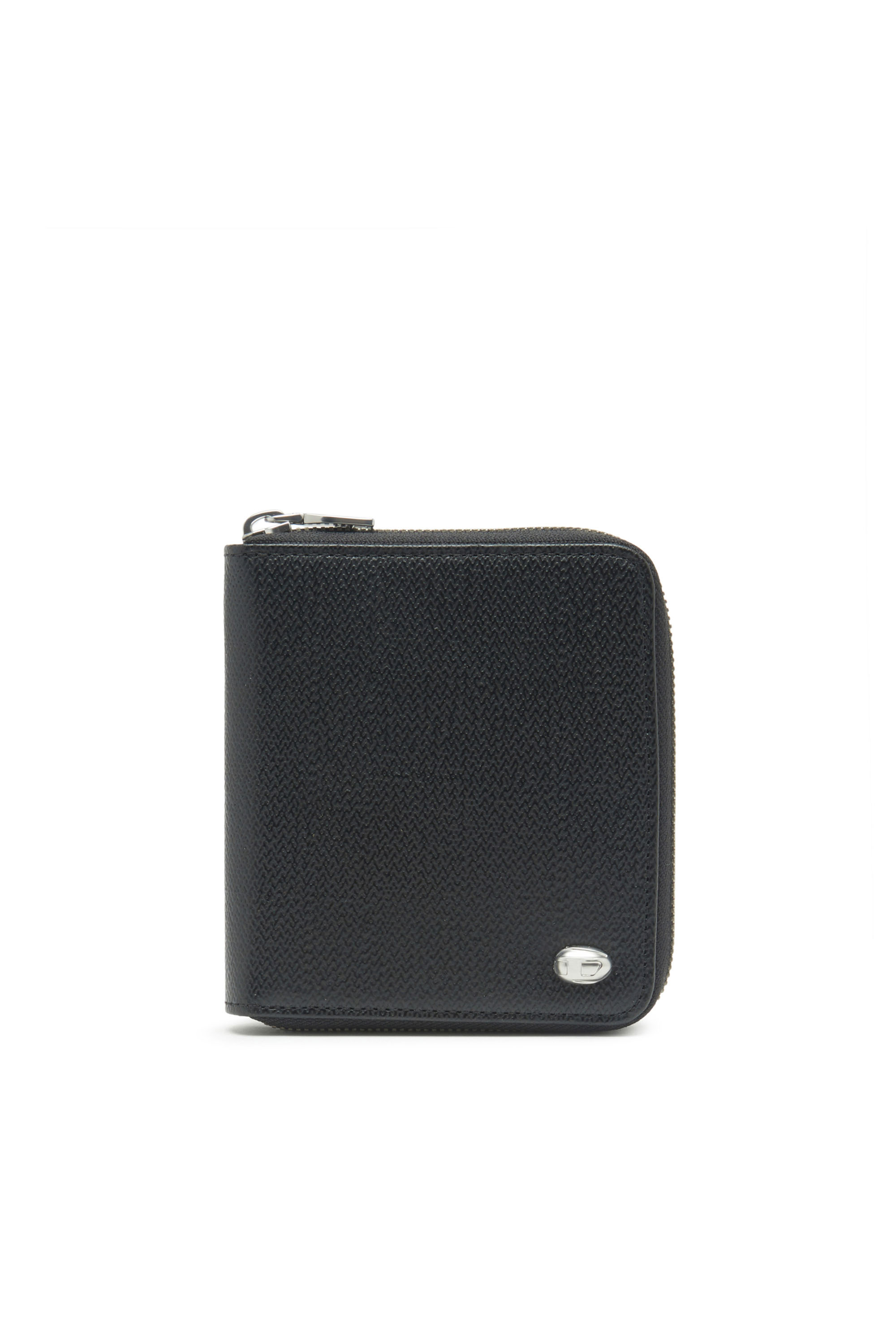 Diesel - BI-FOLD COIN ZIP M, Man's Zip wallet in textured leather in Black - 1