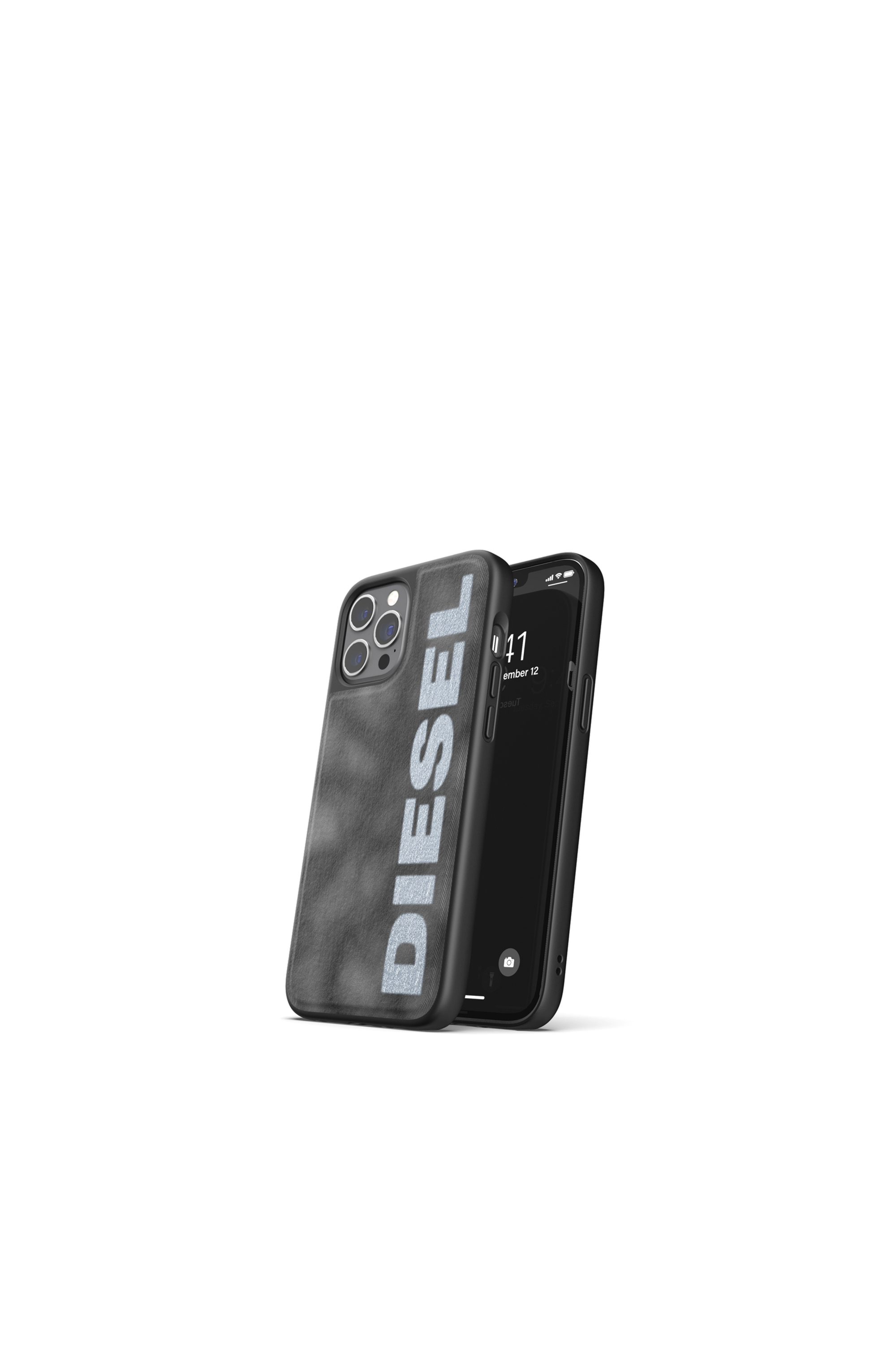Diesel - 44298  STANDARD CASES, Unisex's Moulded case bleached denim for iPhone 12 Pro Max in Black/Grey - 3