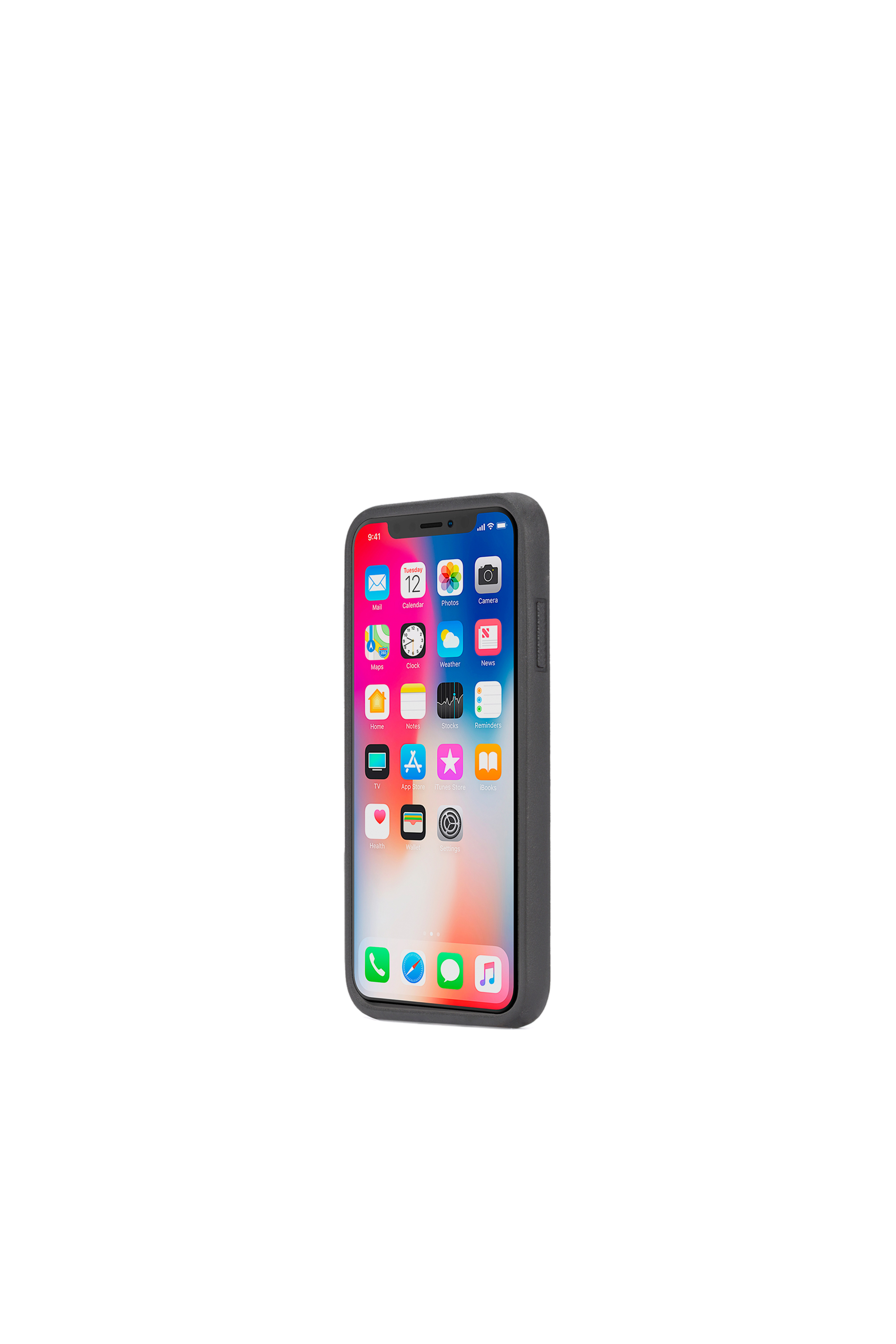 Diesel - BLACK LINED LEATHER IPHONE X CASE, Unisex's Black lined leather case, iPhone X in Black Leather - 3