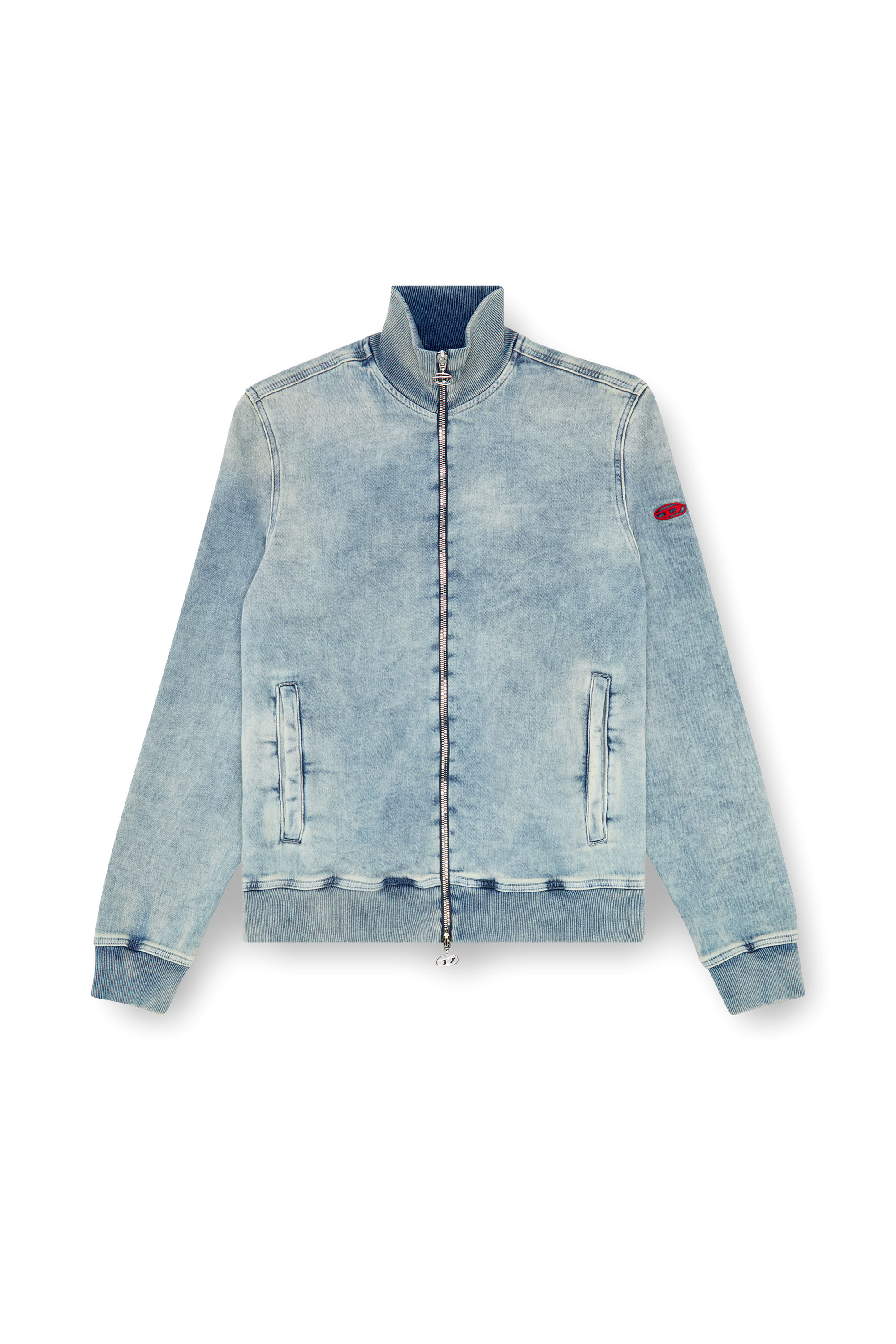 Diesel - D-BUZEE TRACK, Unisex's Zip-up sweater in Track Denim in Light Blue - 3