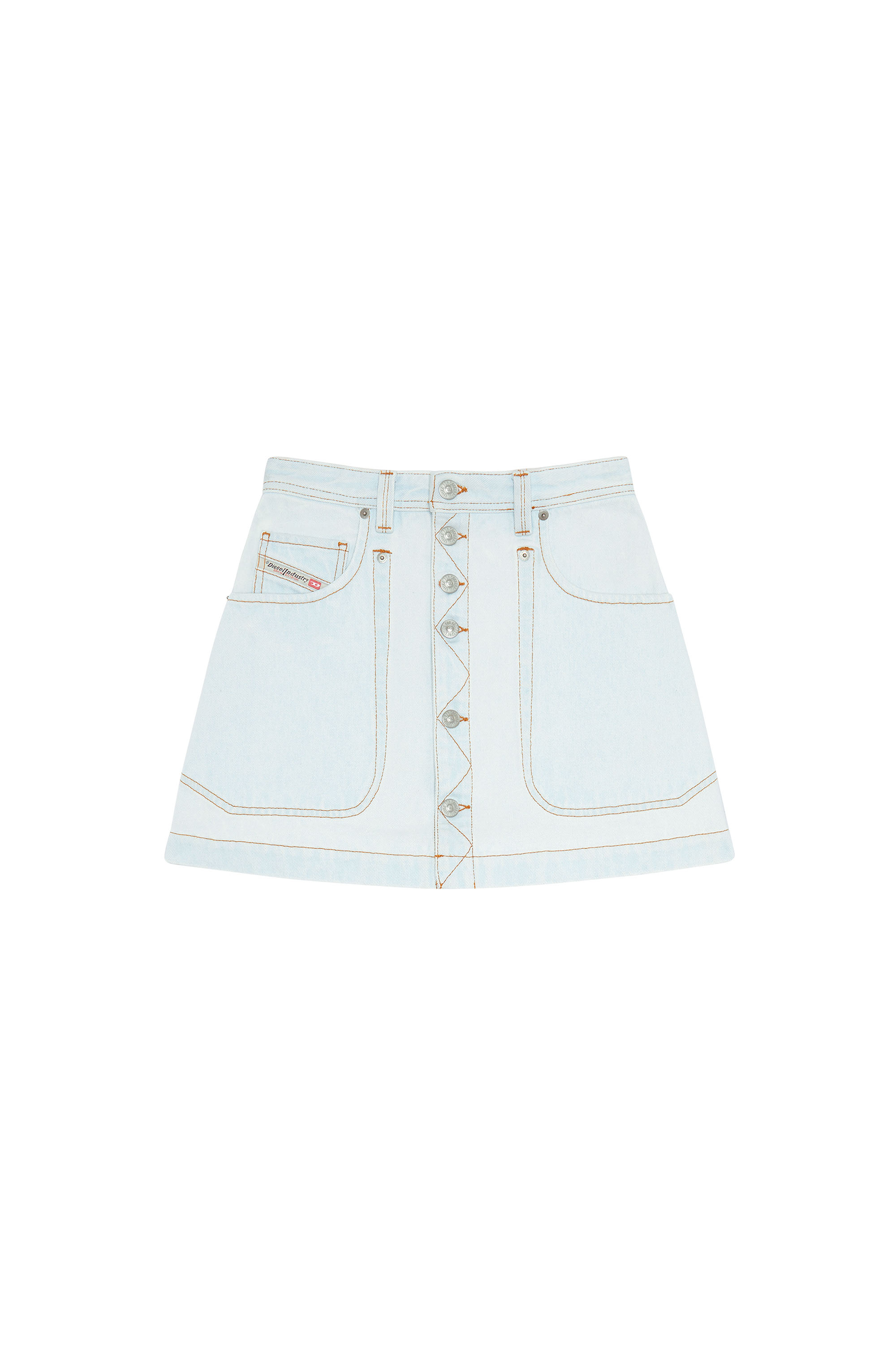 Diesel - DE-ALBUS, Woman's A-line mini skirt in denim in Light Blue - 3