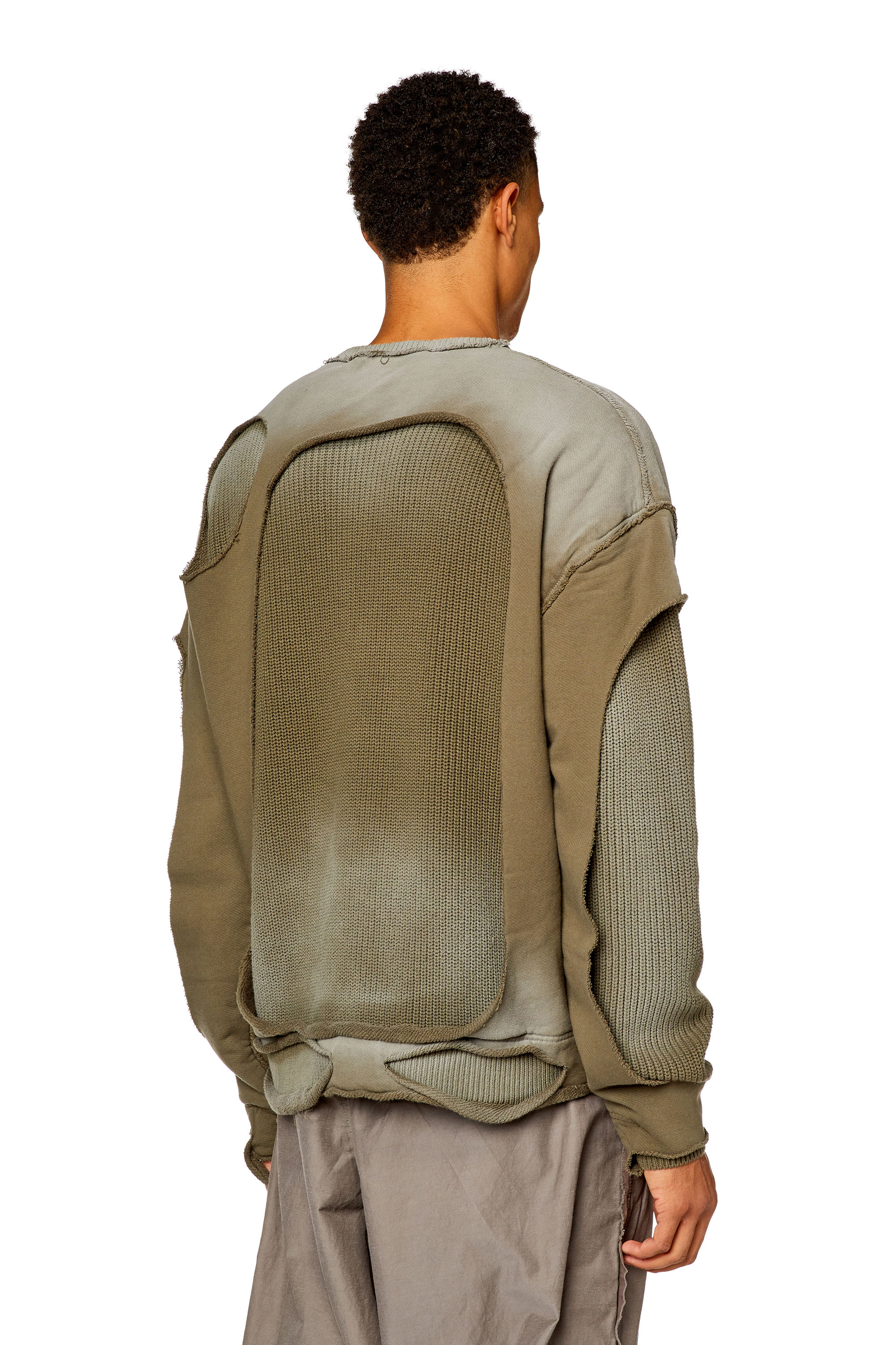 Diesel - K-OSBERT, Man's Jumper with destroyed peel-off effect in Military Green - 4