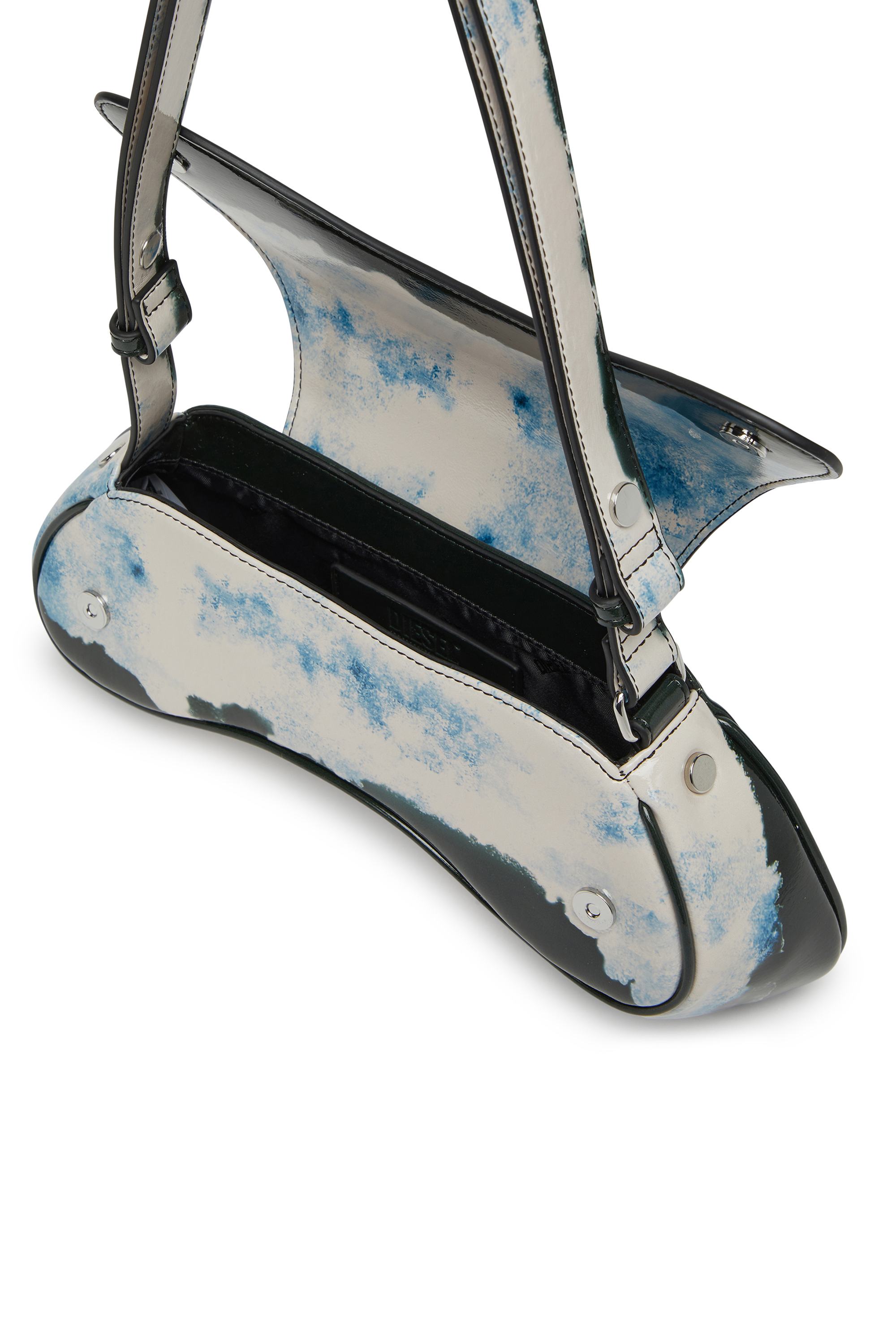 Diesel - PLAY CROSSBODY, Woman's Play-Shoulder bag in printed glossy PU in White/Black - 4
