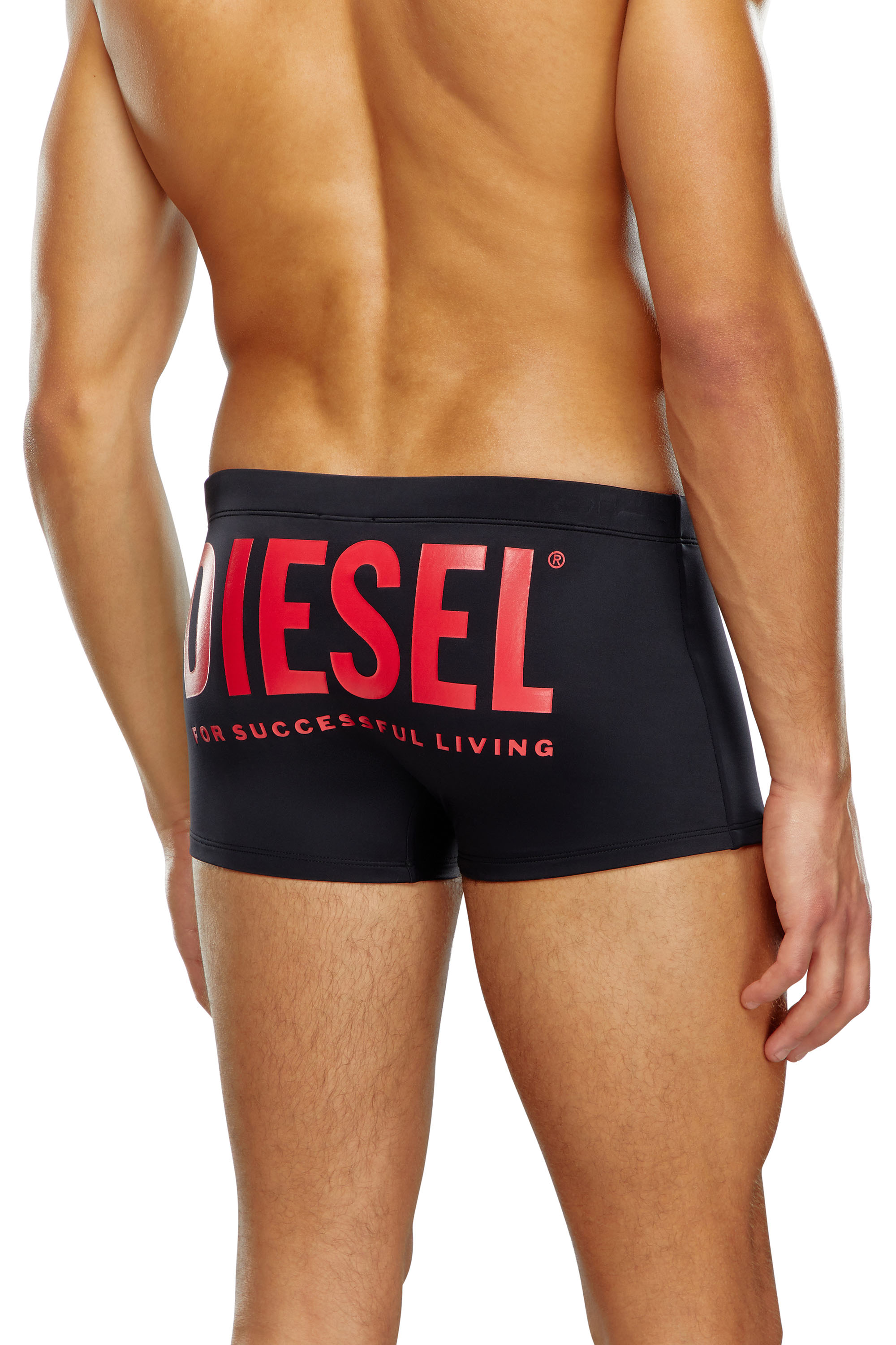 Diesel - BMBX-BRAD, Man's Swim boxer briefs with back logo print in Black - 3
