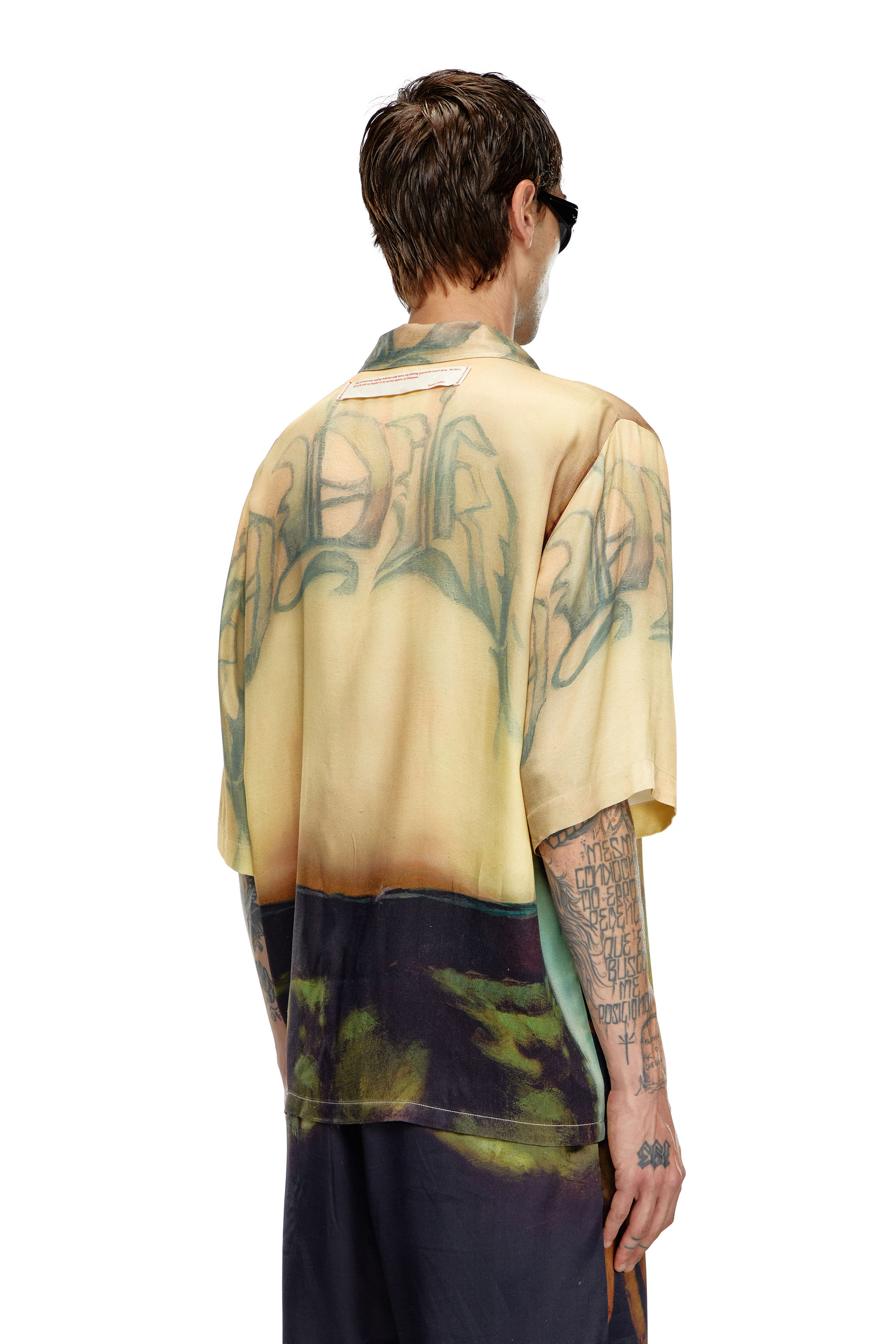 Diesel - PR-S-MEC-SS, Unisex's Viscose shirt with all-over print in Beige - 4