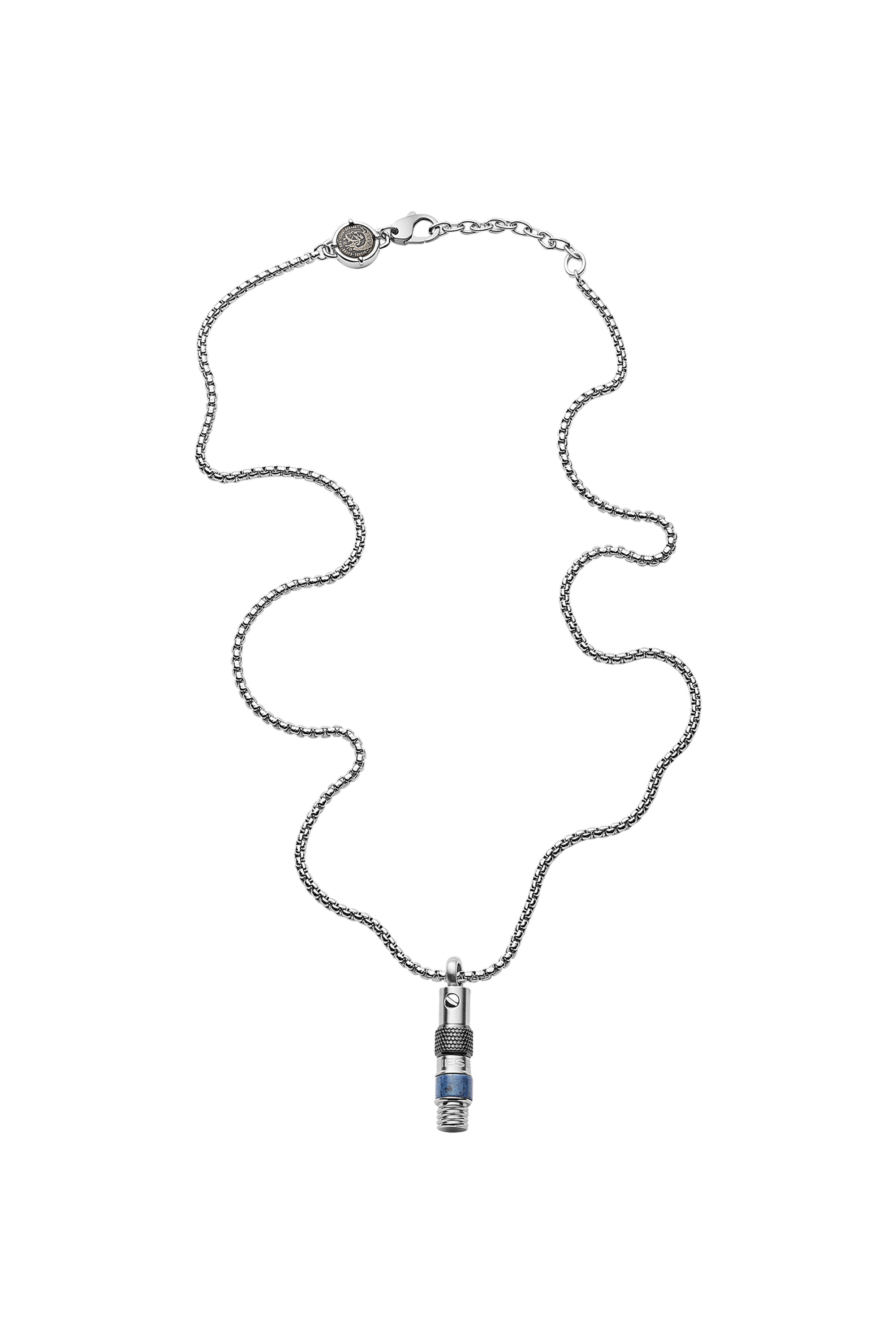 Diesel - DX1223, Man's Stainless Steel Semi-Precious Pendant Necklace in Silver - 2