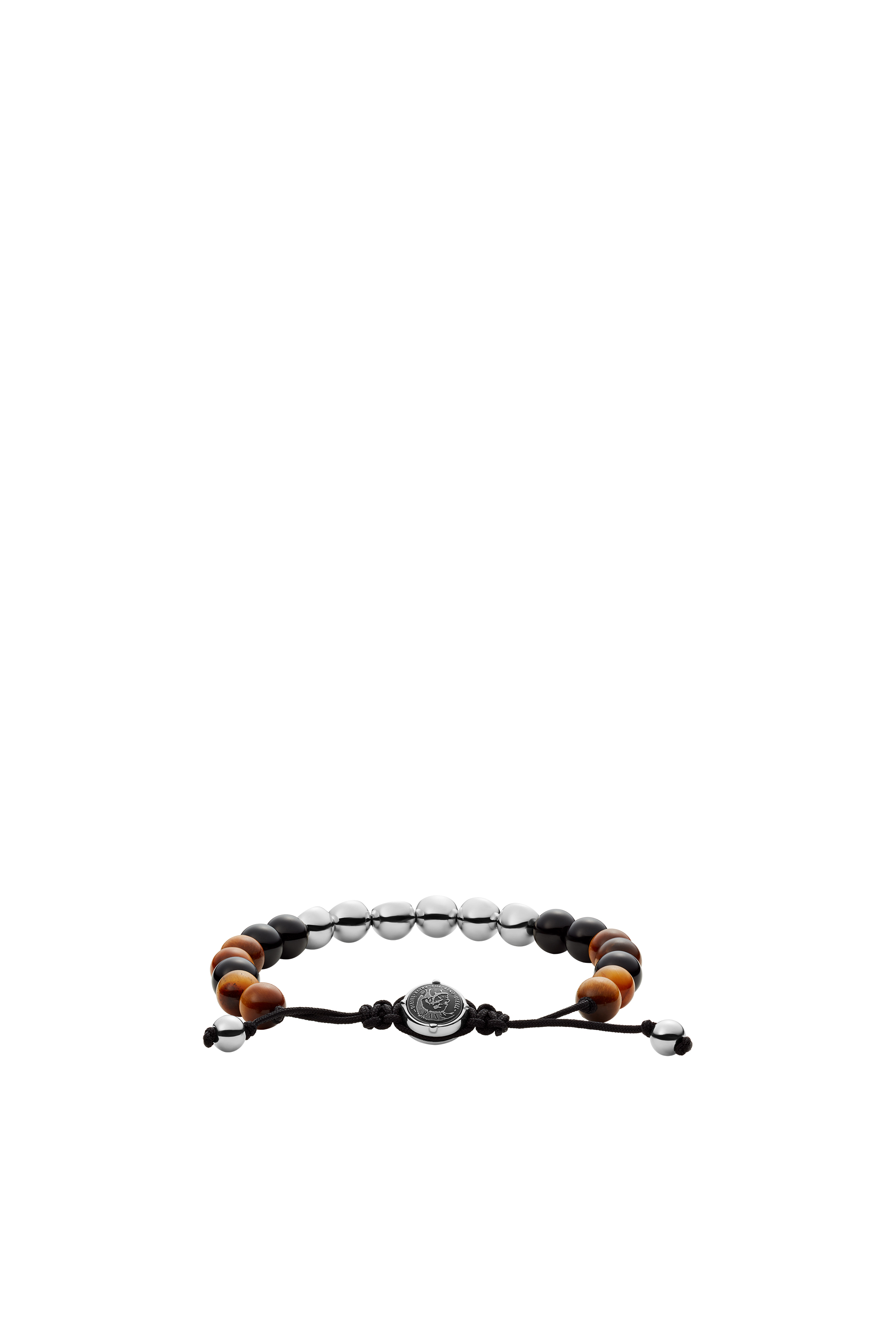 Diesel - DX1319, Man's Tiger's eye beaded bracelet in Black/Orange - 2