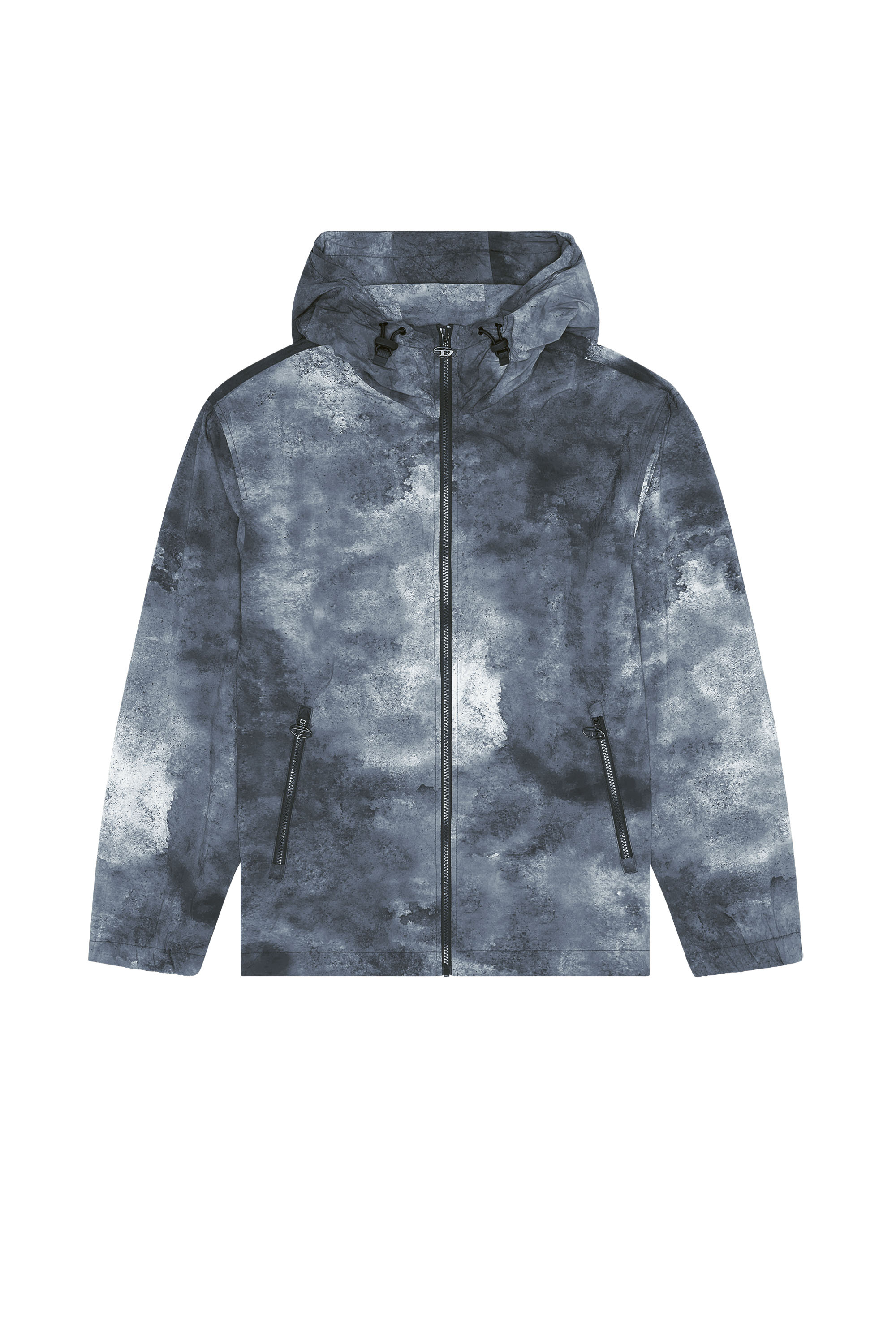 Diesel - J-WARRETT-LOGO, Man's Watercolour-effect windbreaker with logo in Dark grey - 3