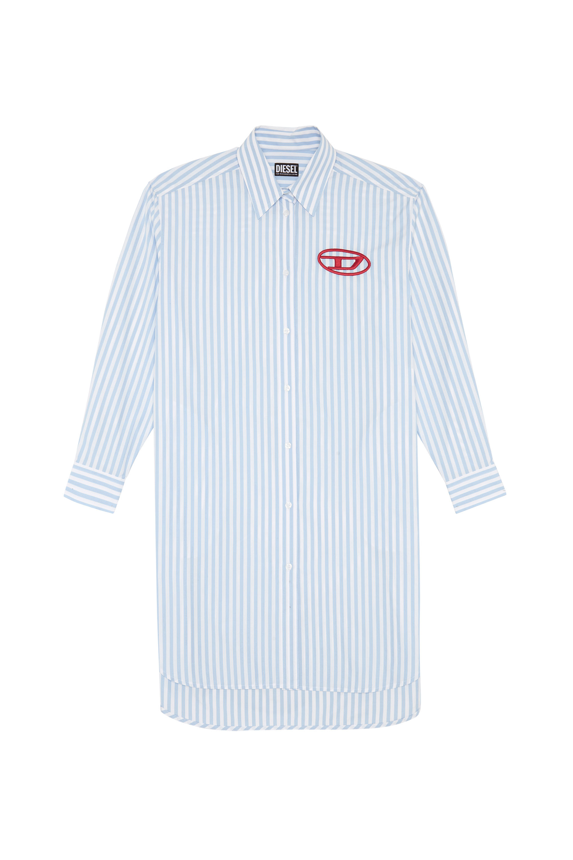 Diesel - D-LUNAR, Woman's Oversized striped shirt dress in Light Blue - 2