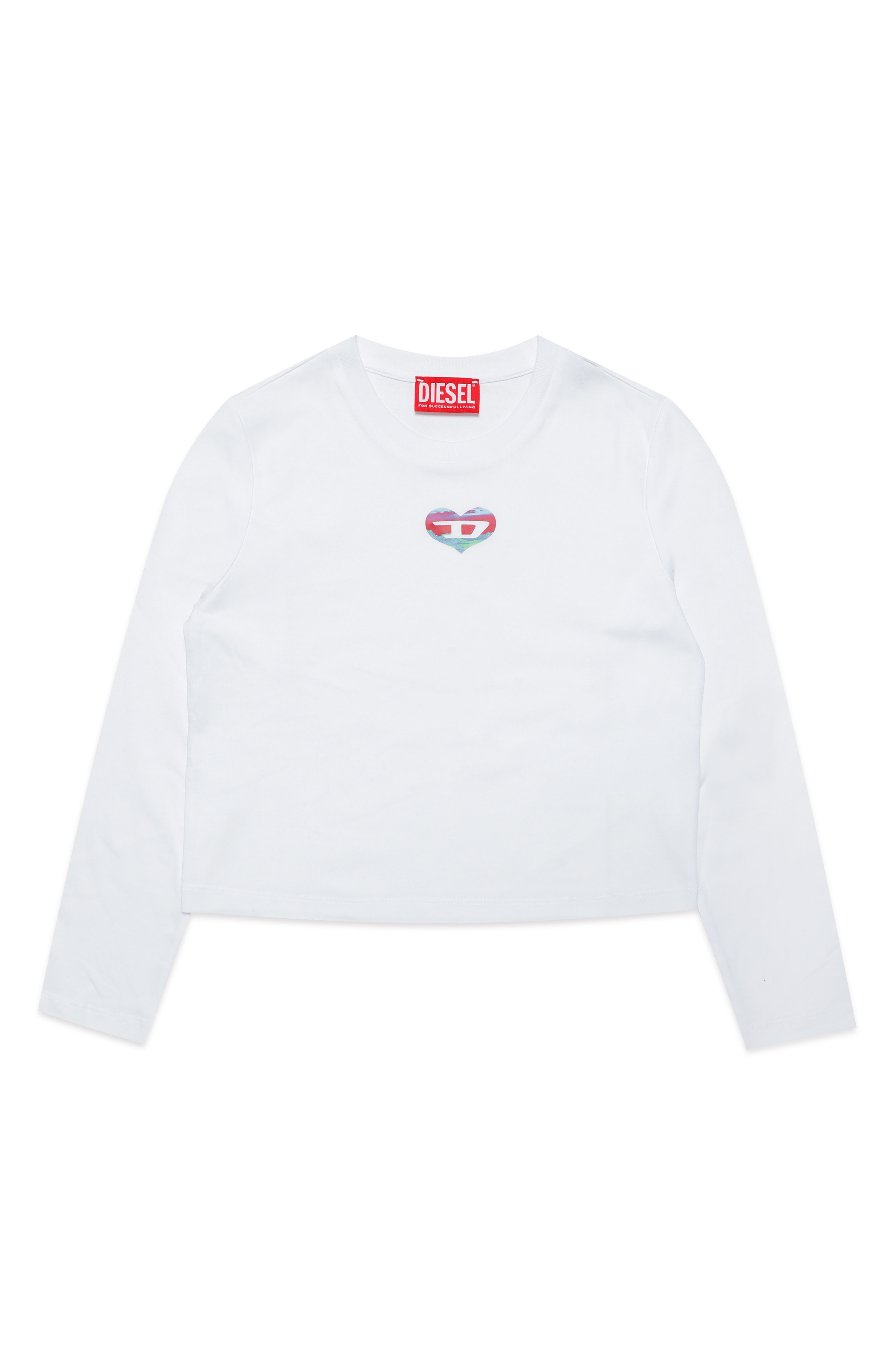 Diesel - TNESA, Woman's Long-sleeve T-shirt with heart D logo in White - 1