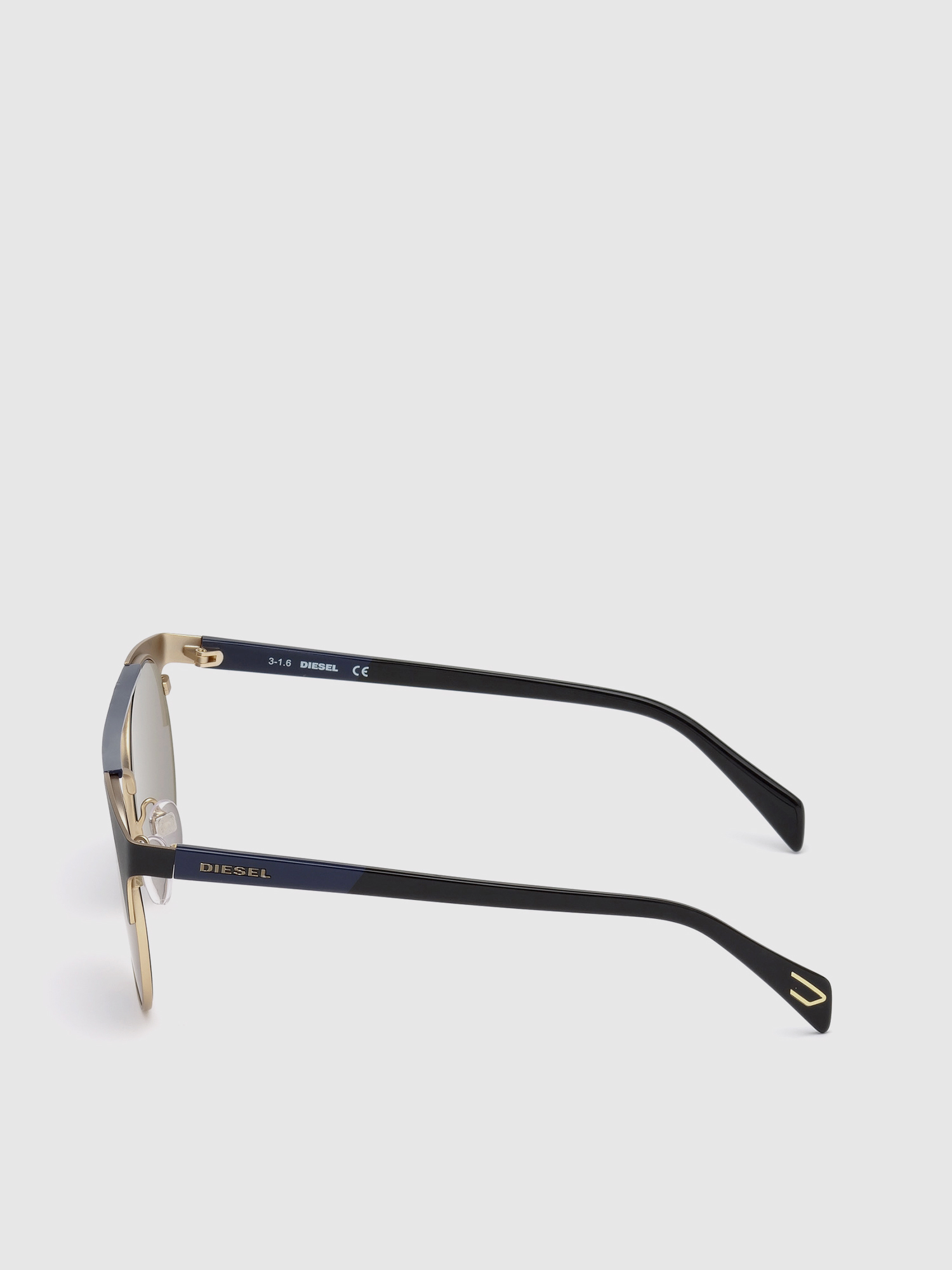 Diesel - DL0218, Unisex's Panto-shaped metal eyewear in Black/Blue - 4