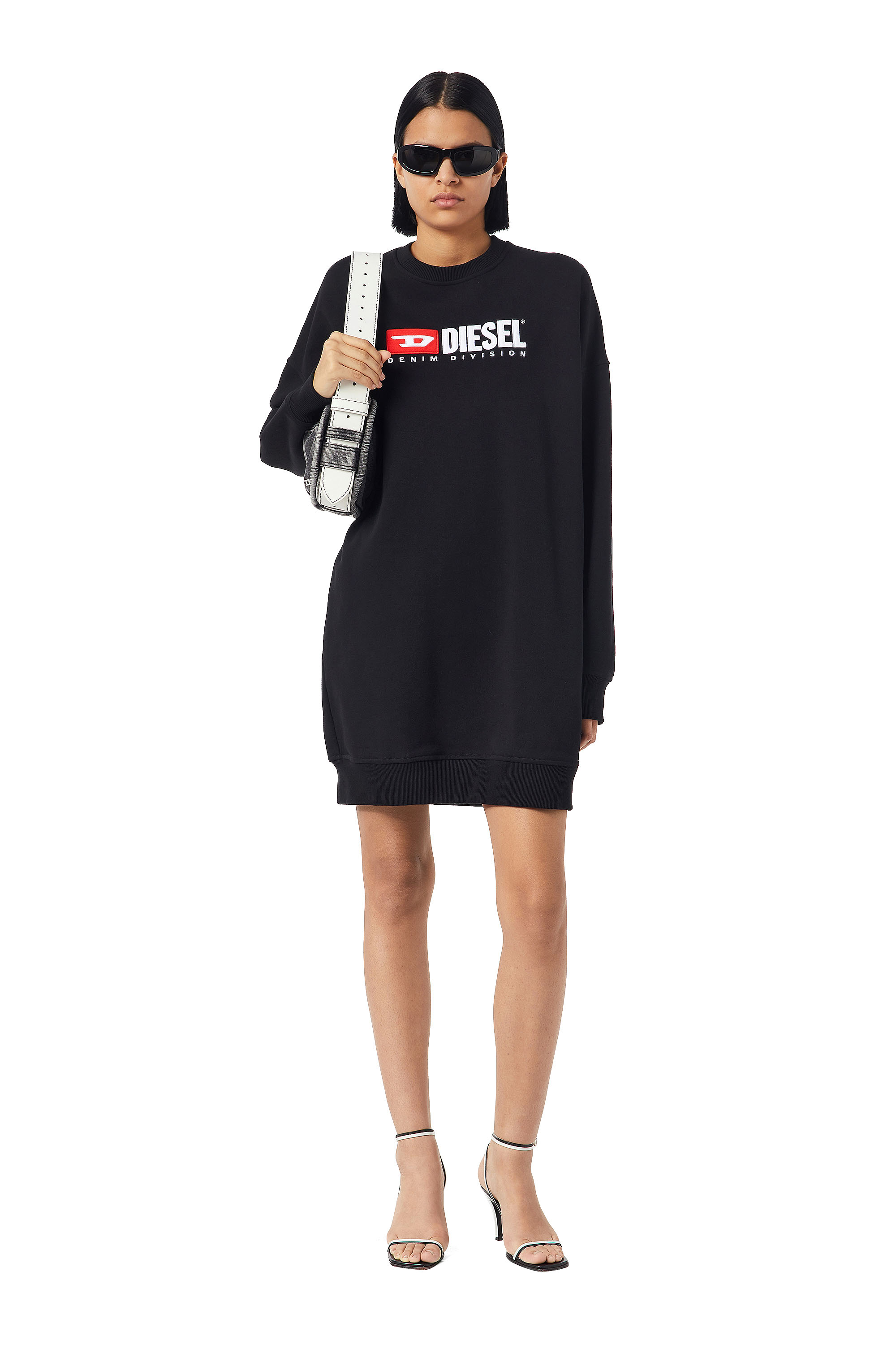 Diesel - D-ROBBIE-DIV, Woman's Sweatshirt dress with logo in Black - 1