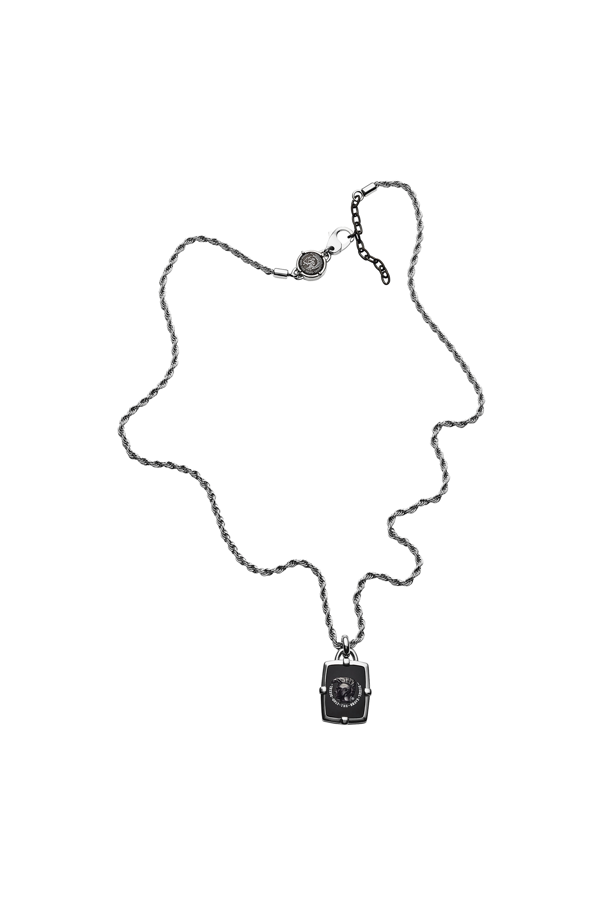 Diesel - DX1174, Man's Black Agate Necklace in Silver/Black - 2