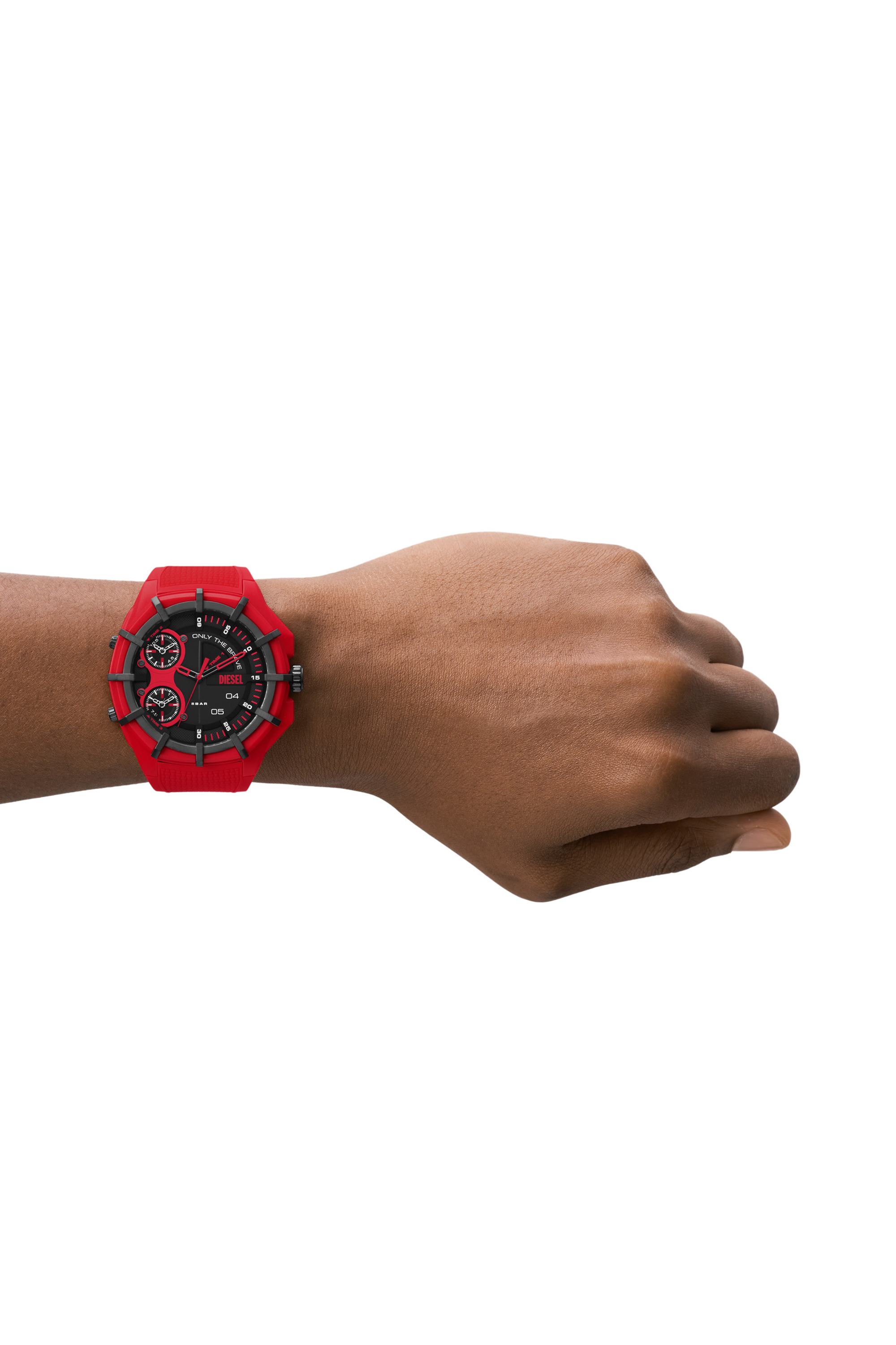 Diesel - DZ1989, Man's Framed three-hand red silicone watch in Red - 4