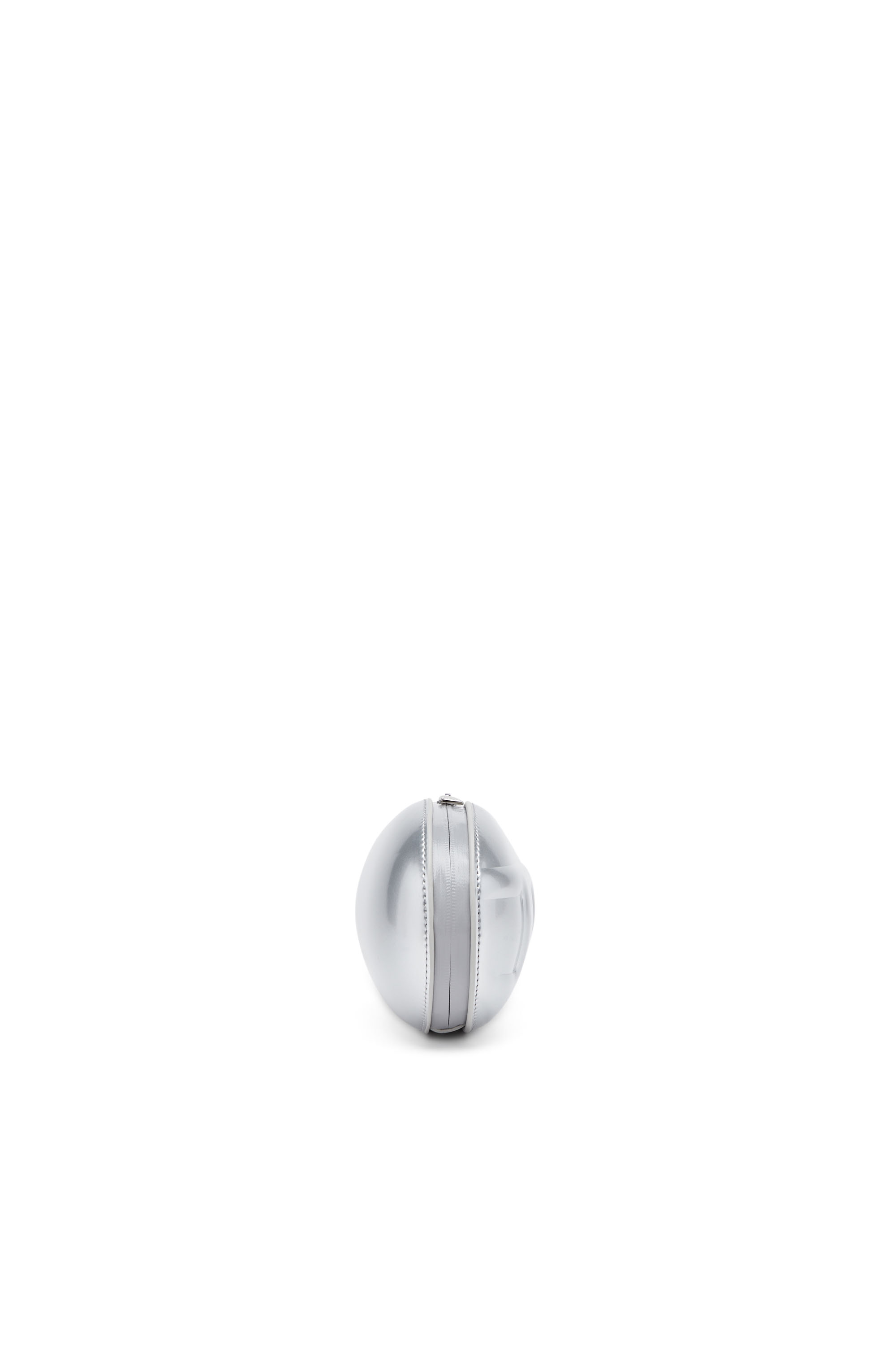 Diesel - 1-DR FOLD CLUTCH, Woman's 1-DR Fold-Structured oval clutch in glossy PU in Silver - 3