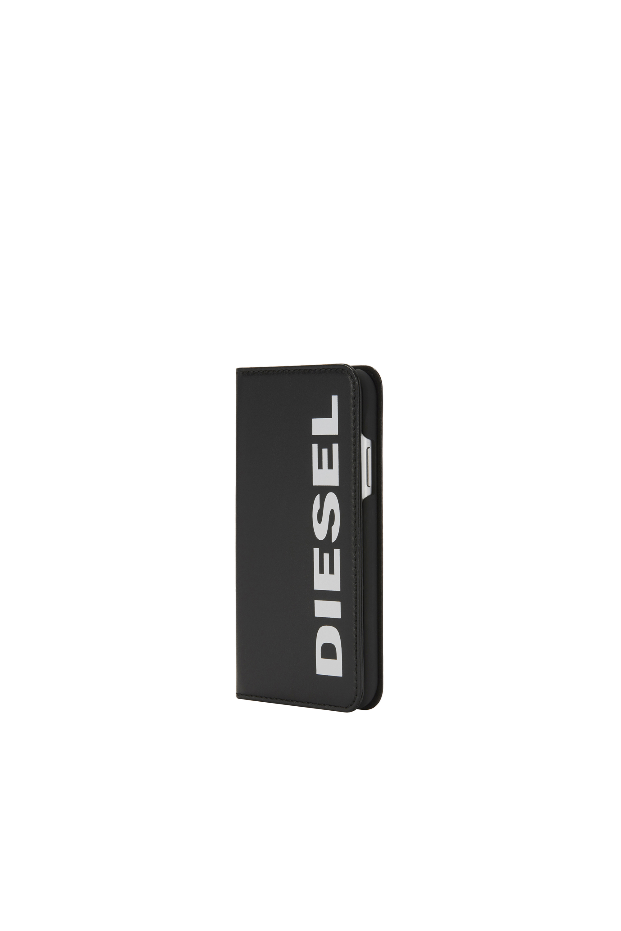 Diesel - SLIM LEATHER FOLIO IPHONE X, Unisex's Slim leather folio with logo, iPhone X in Black - 1