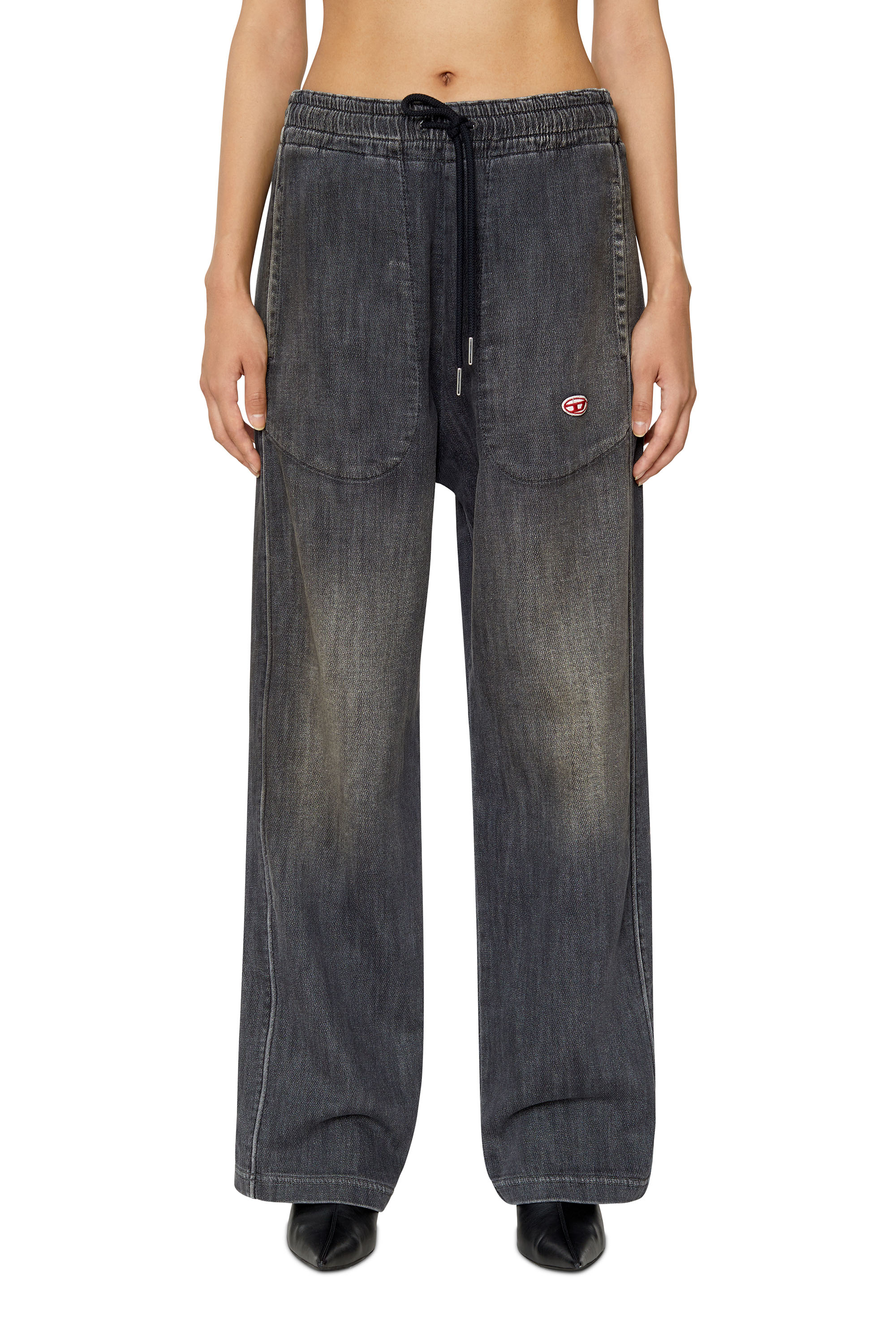 Diesel - Straight D-Martians Track Denim 09E30, Woman's Straight D-Martians Track Denim in Black/Dark grey - 1