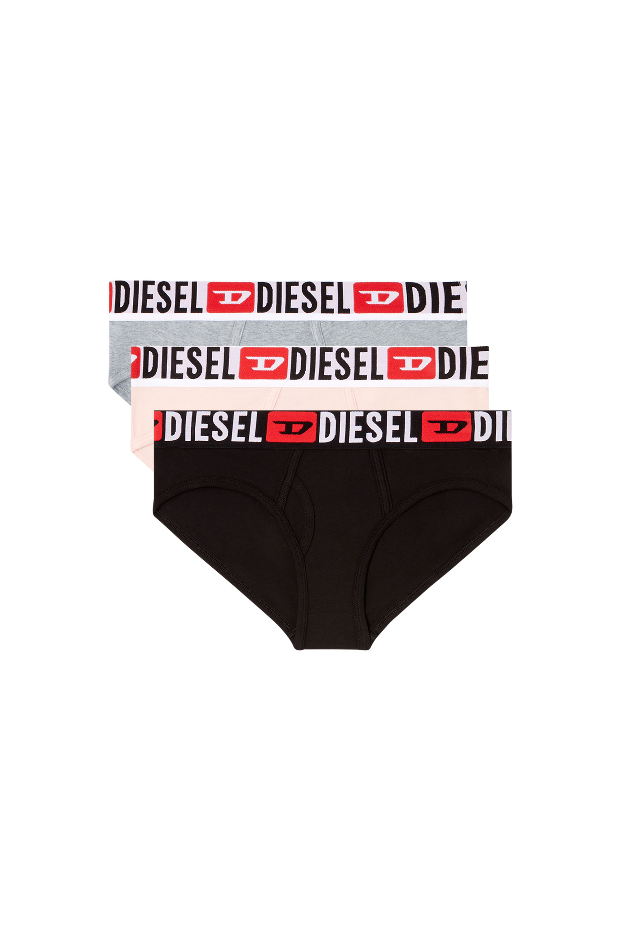 Diesel - OXY-D-CORE-3PACK, Woman's Three-pack briefs with maxi-logo waist in Pink/Grey - 1