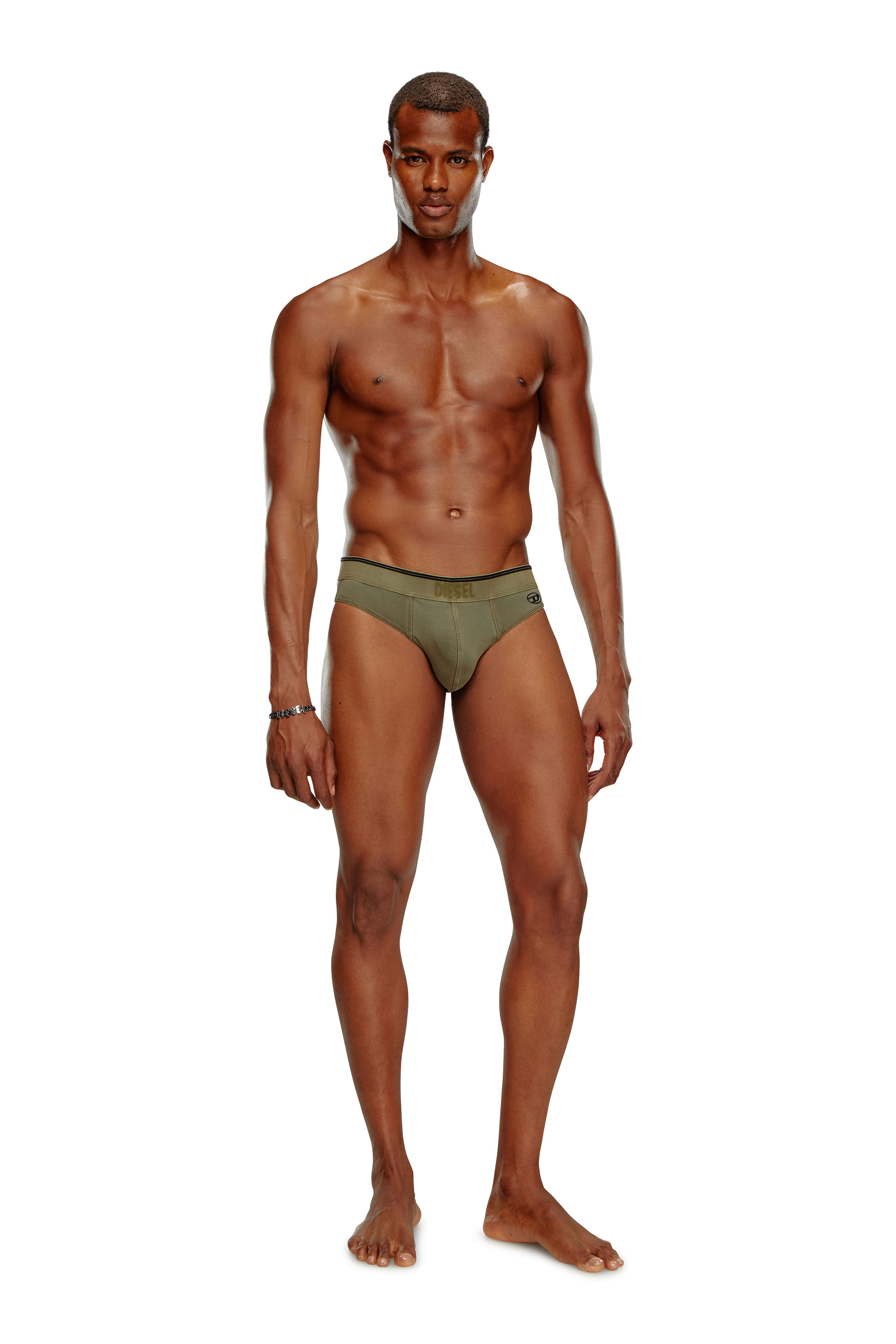 Diesel - UMBR-ANDRETHREEPACK, Man's 3-pack of briefs in stretch cotton in Green/Black - 2