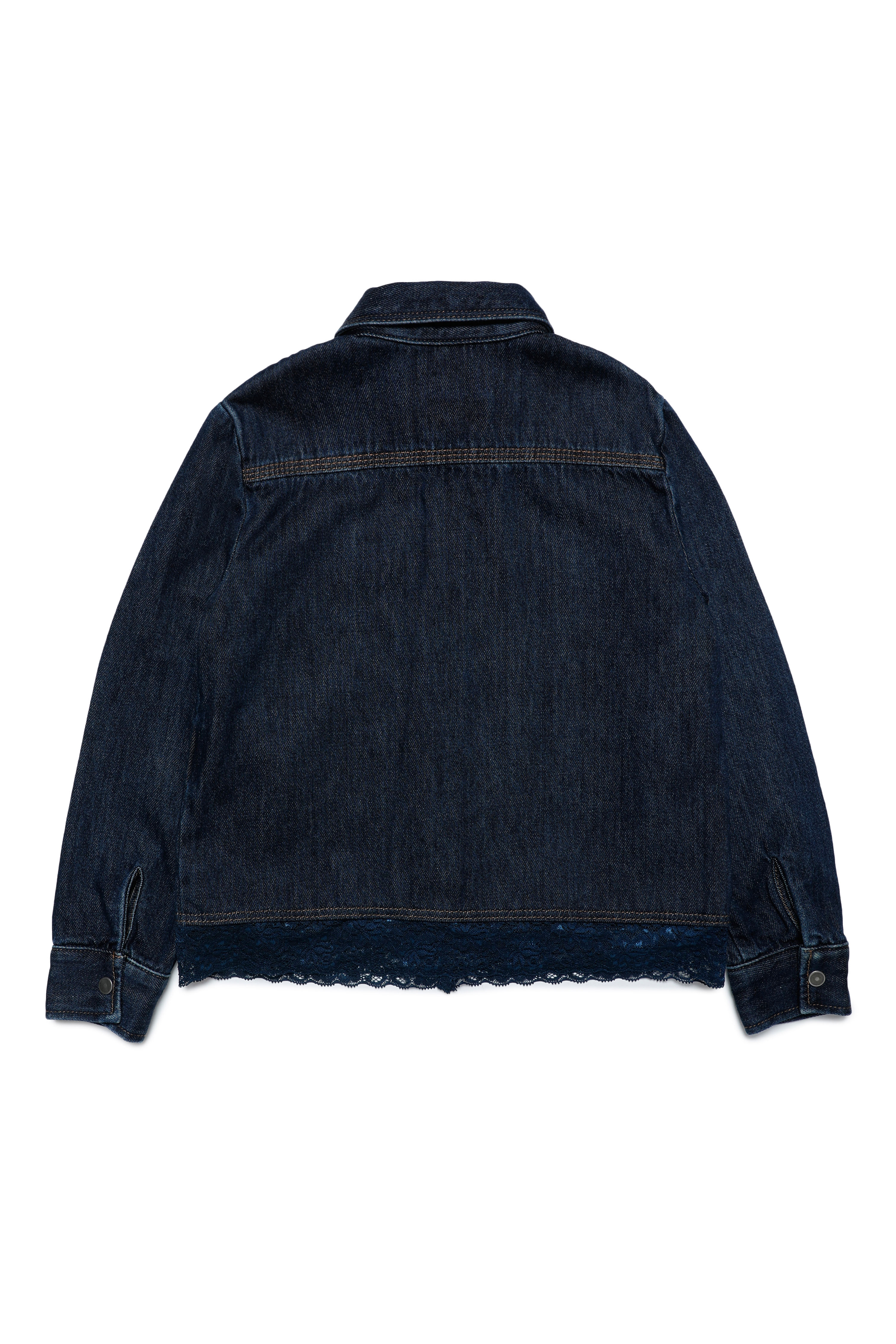 Diesel - CLACEY, Woman's Denim jacket with lace trim in Dark Blue - 2