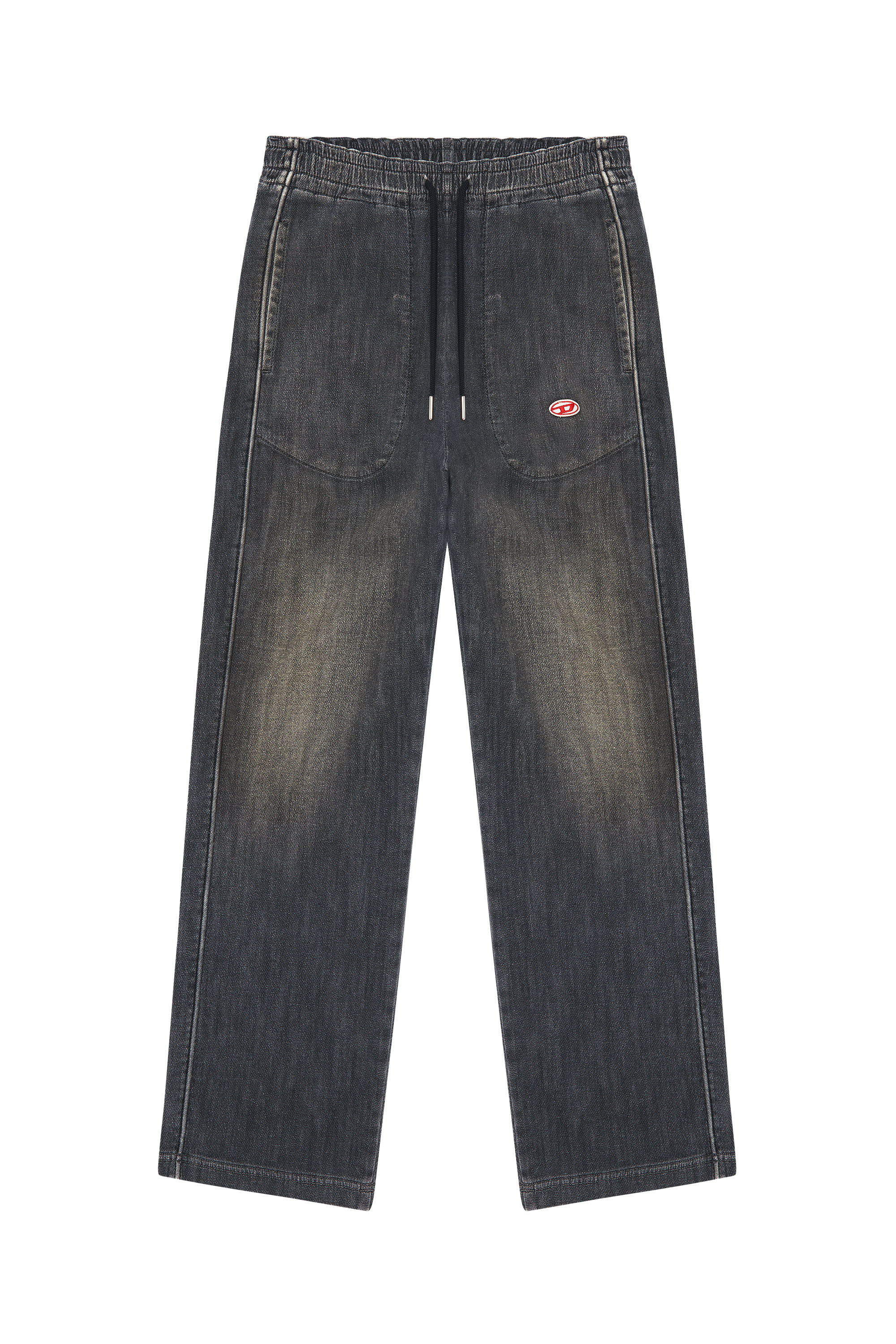 Diesel - Straight D-Martians Track Denim 09E30, Woman's Straight D-Martians Track Denim in Black/Dark grey - 3