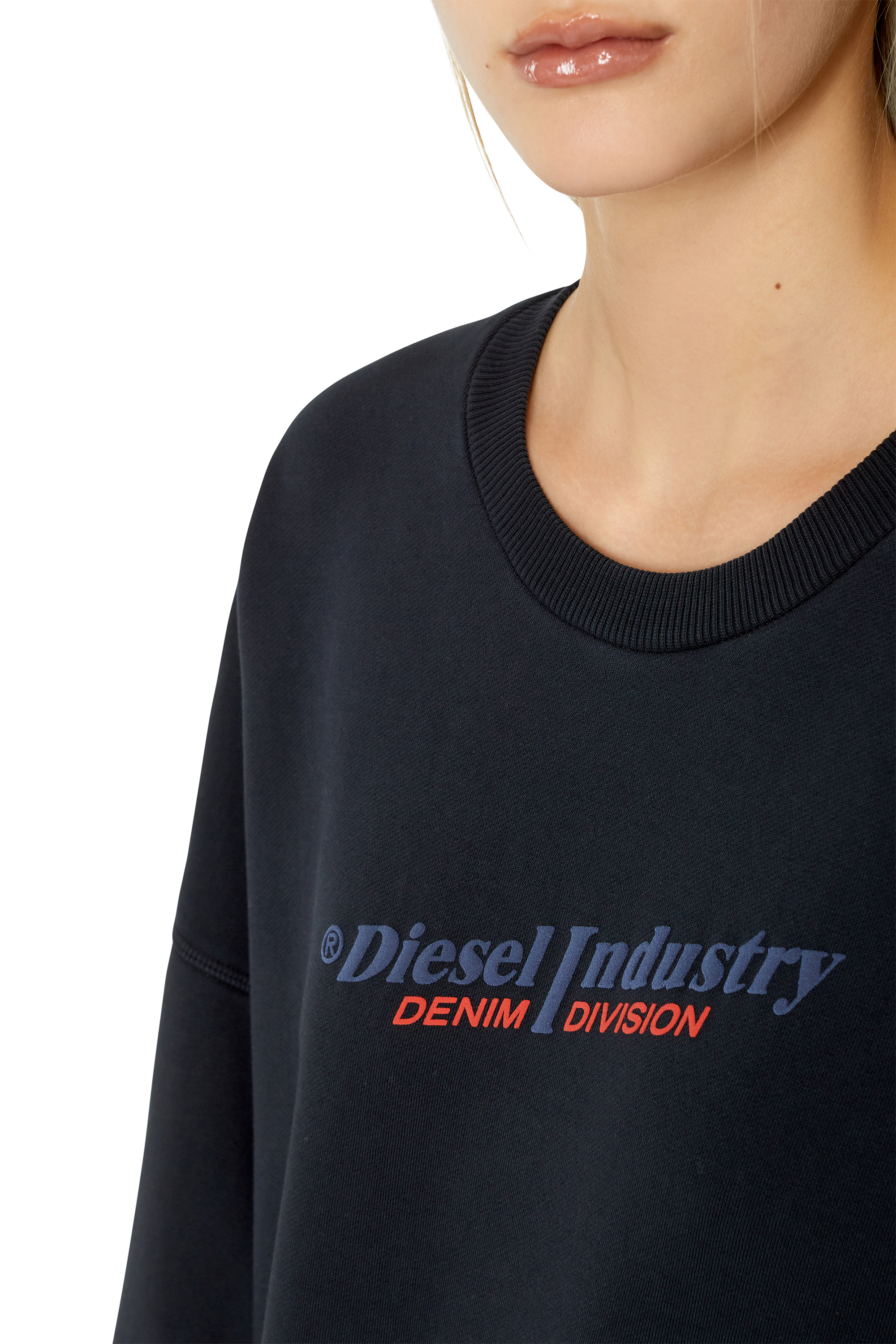 Diesel - D-ROBBIE-IND, Woman's Sweatshirt dress with logo print in Black - 4