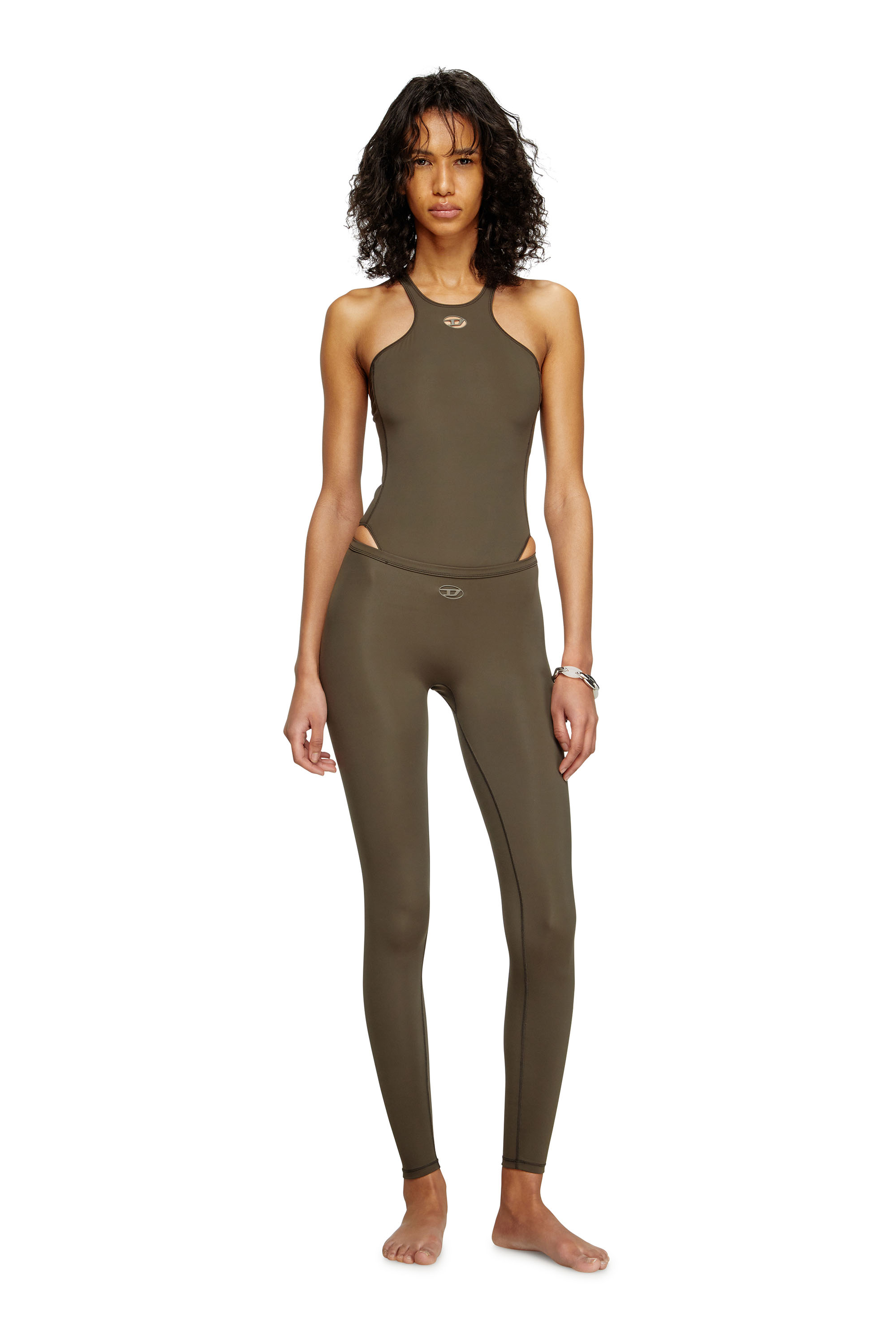 Diesel - MINA-UTLT, Woman's Stretch Nylon leggings in Brown - 2
