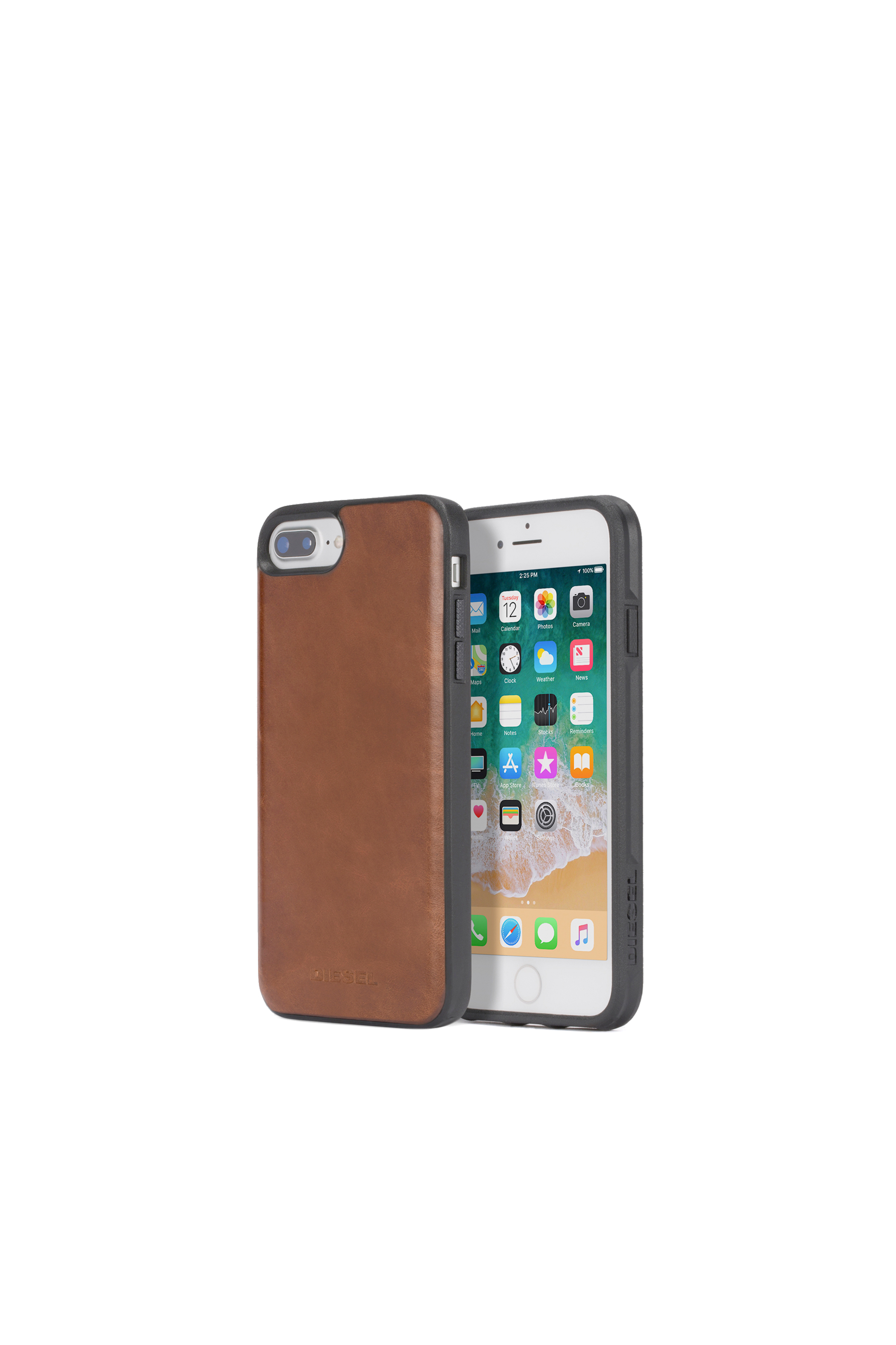 Diesel - BROWN LEATHER IPHONE X CASE, Unisex's Brown leather case, iPhone X in Brown - 1