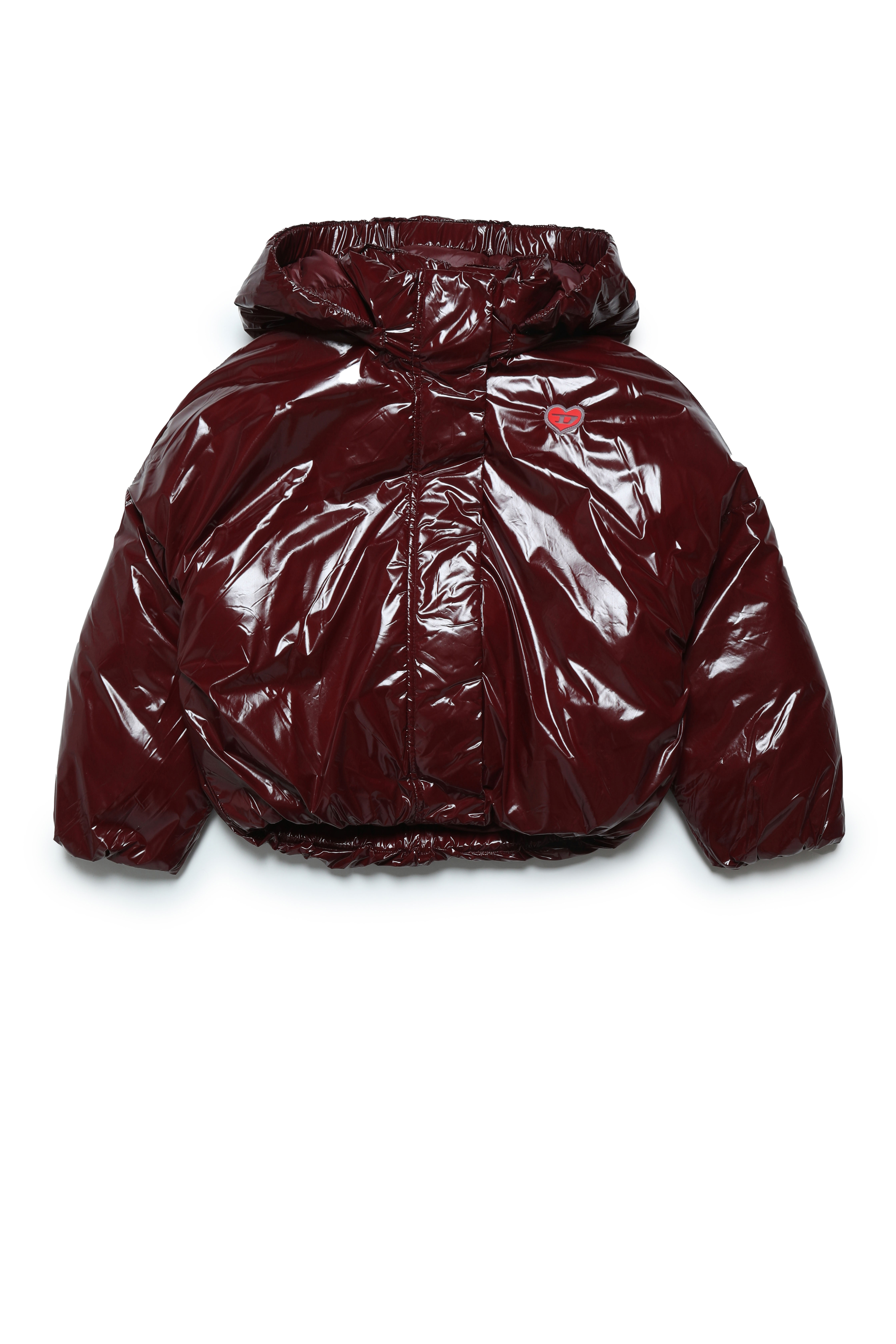 Diesel - JORINY, Woman's Hooded jacket in shiny nylon in Dark Violet - 1